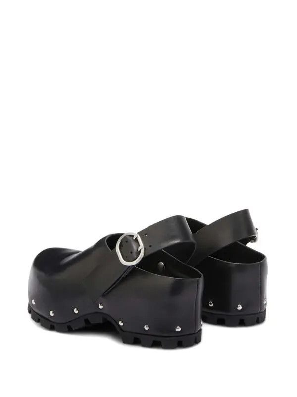 Jil Sander o1loc1c0426 Stud Embellished Leather Clogs in Black Size US 10 / IT 40 - 2 Thumbnail