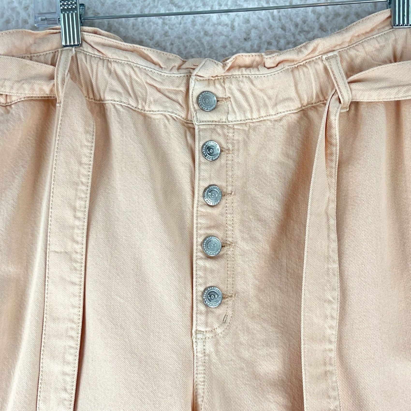 Loft LOFT Peach Denim Tapered Jeans Womens Size 16 High Rise Button Front Casual 5-Pocket Cotton Spandex Regular Rise Jeans Size 38" / US 16 / IT 52 - 5 Thumbnail