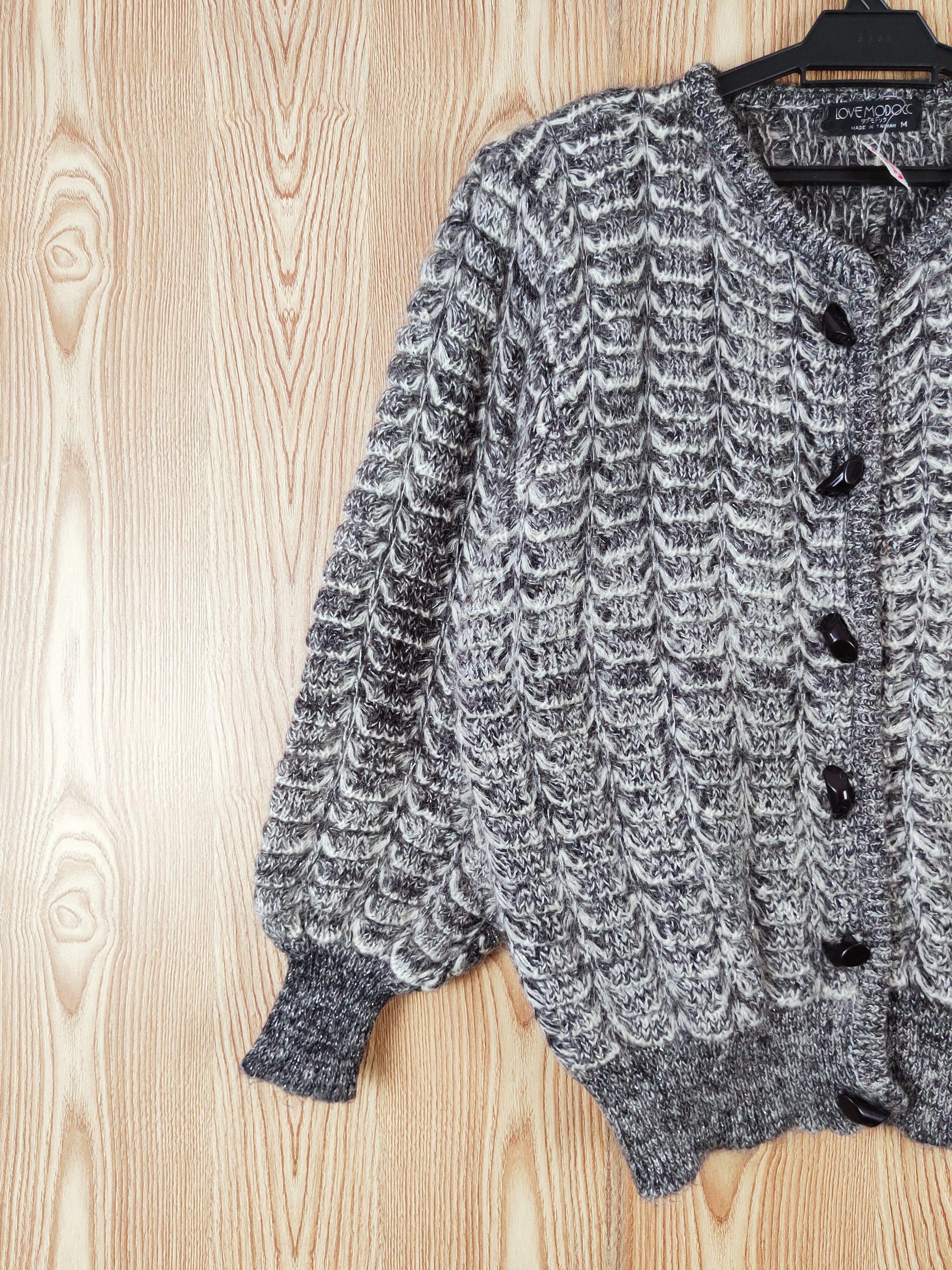 Japanese Brand Love Modocc Black White Knitwear Cardigan #W747 Size M / US 6-8 / IT 42-44 - 3 Thumbnail