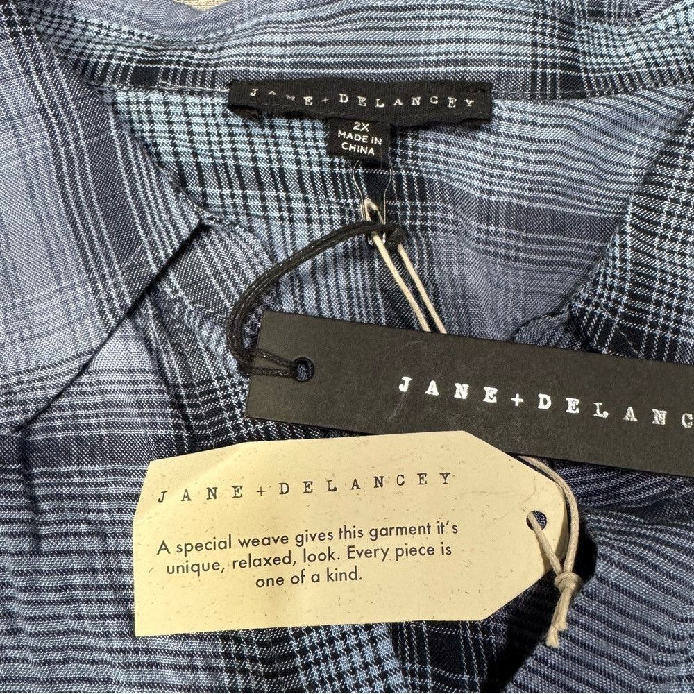 Other NWT New Jane and Delancey Textured Rayon Plaid Flutter Slee Size XXL / US 16-18 / IT 52-54 - 6 Thumbnail