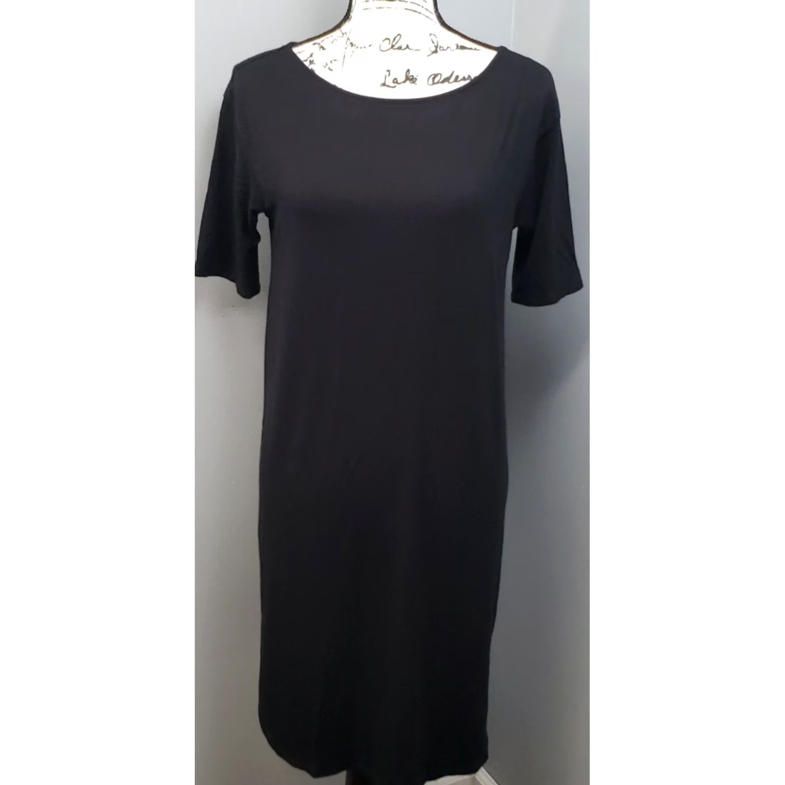 J. Jill J. Jill Wearever T-Shirt Dress Womens XS Black Stretch Short Sleeve Round Neck Size XS / US 0-2 / IT 36-38 - 2 Thumbnail