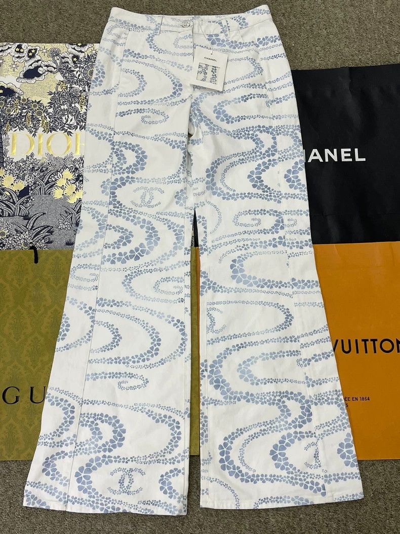 Chanel chanel Beach series white and blue colour block printed mi Size 24" / US 00 / IT 34 - 1 Thumbnail
