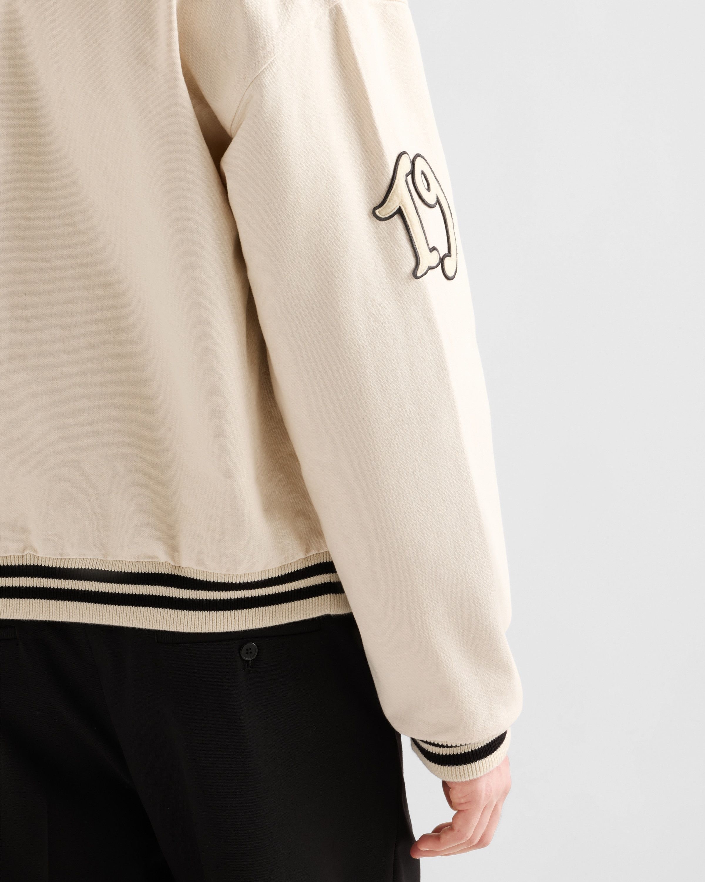 Prada o1la1rc1a0925 Cotton Bomber Jacket With Patch in Cream Size US L / EU 52-54 / 3 - 4 Thumbnail
