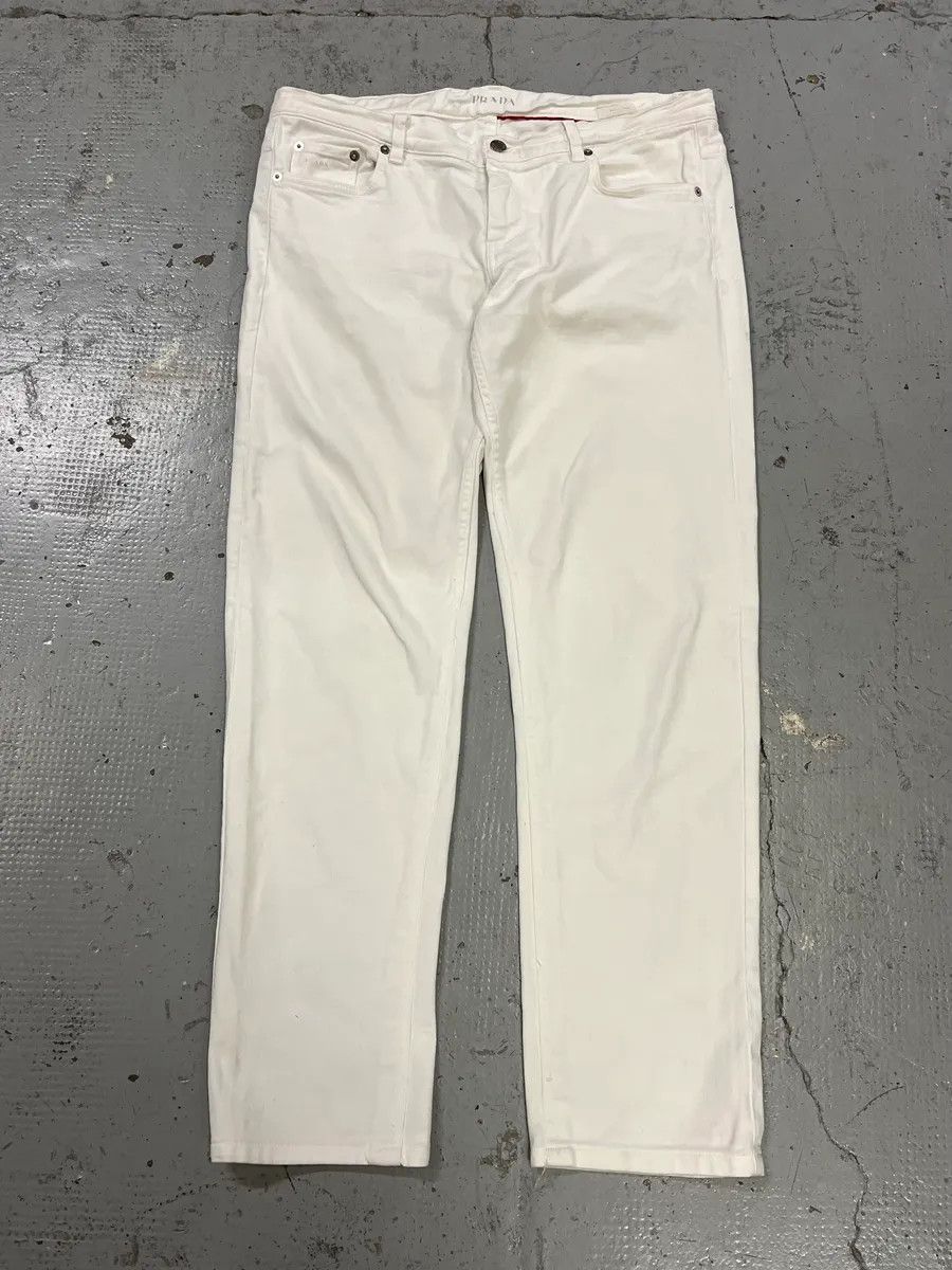 Prada 2000s Prada Classic White Denim Jeans Size US 33 - 1 Thumbnail