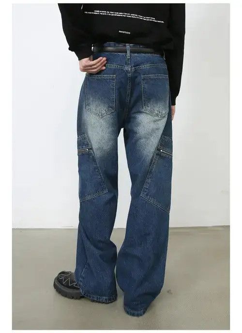 Jean American loose straight wide-leg pocket cargo jeans Size US 32 / EU 48 - 6 Thumbnail