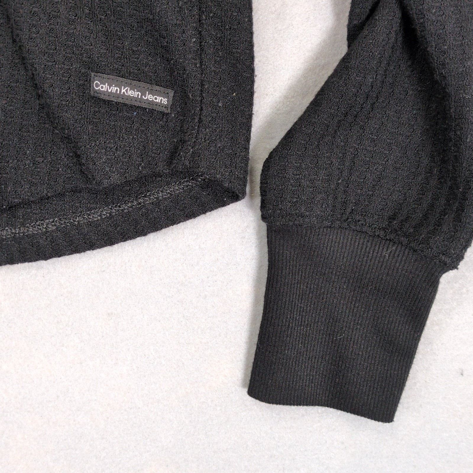 Calvin Klein Calvin Klein Jeans Women's M Black Waffle Knit Hoodie Top Size M / US 6-8 / IT 42-44 - 4 Thumbnail