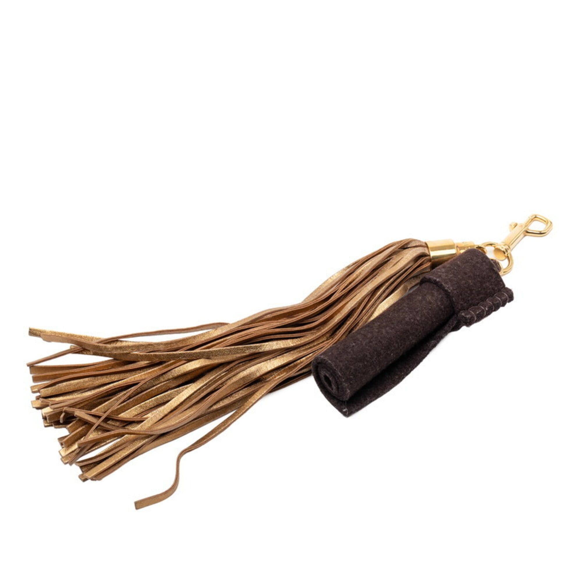Louis Vuitton Louis Vuitton Bijou Sac Rainbow Pom Tassel Accessory Bag Charm Keychain M66165 Gold Brown Leather Felt Women's LOUIS VUITTON Size ONE SIZE - 1 Thumbnail