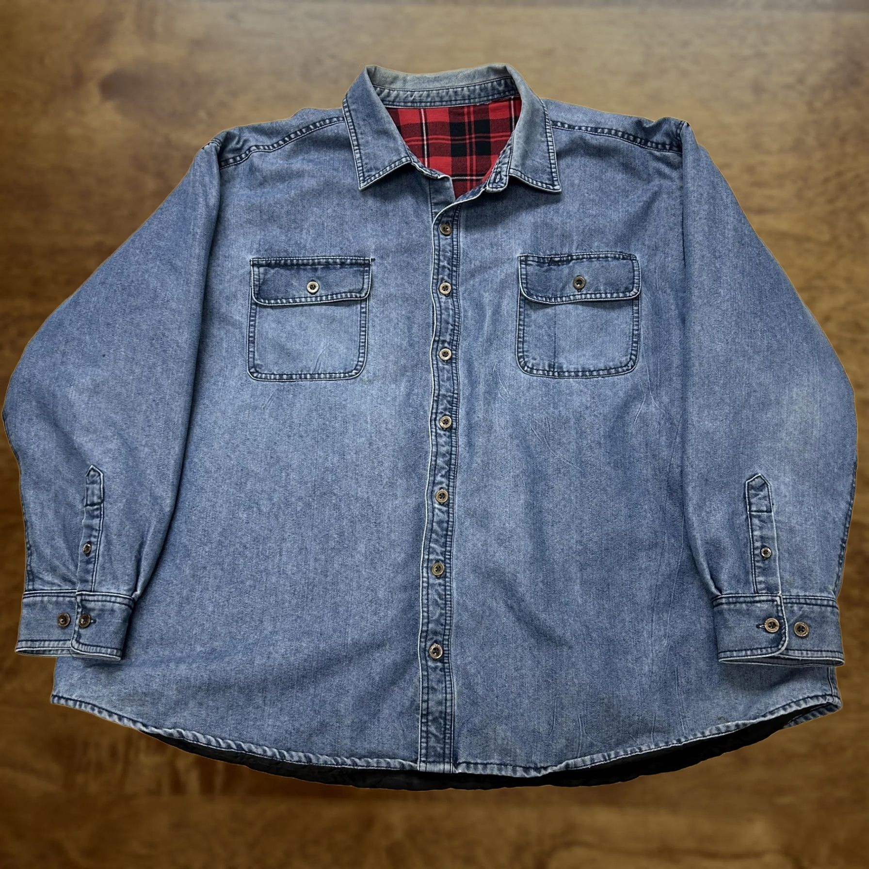 Denime Schmitt Denim Shirt Mens XXXL Long Sleeve Button Up Workwear Flannel Lined Winter Blue Size US XXL / EU 58 / 5 - 1 Thumbnail