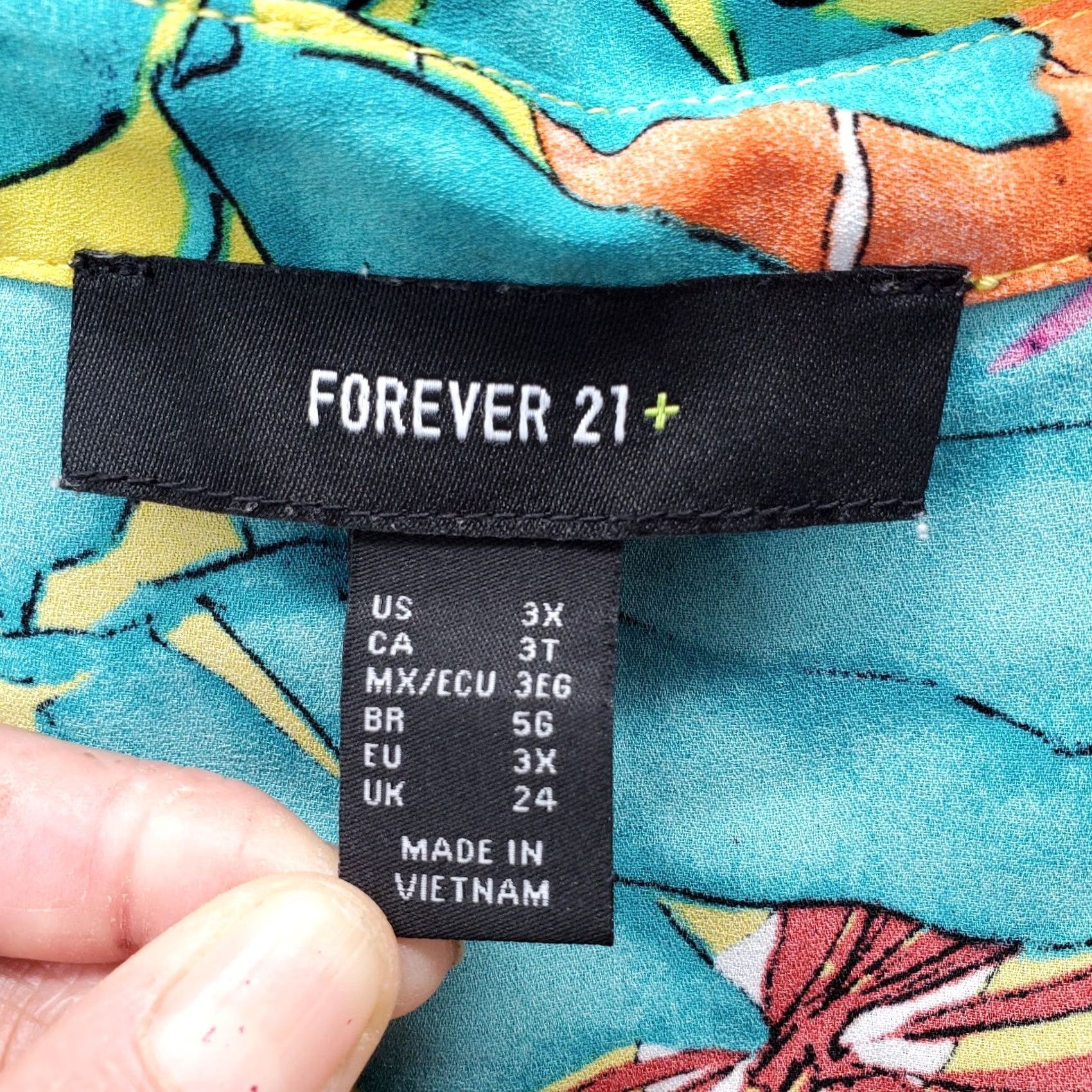 Forever 21 FOREVER 21 Blouse Top Womens 3X Multi Floral Sleeveless Collared Button Knot Hem VINTAGE: No Size XXL / US 16-18 / IT 52-54 - 3 Thumbnail