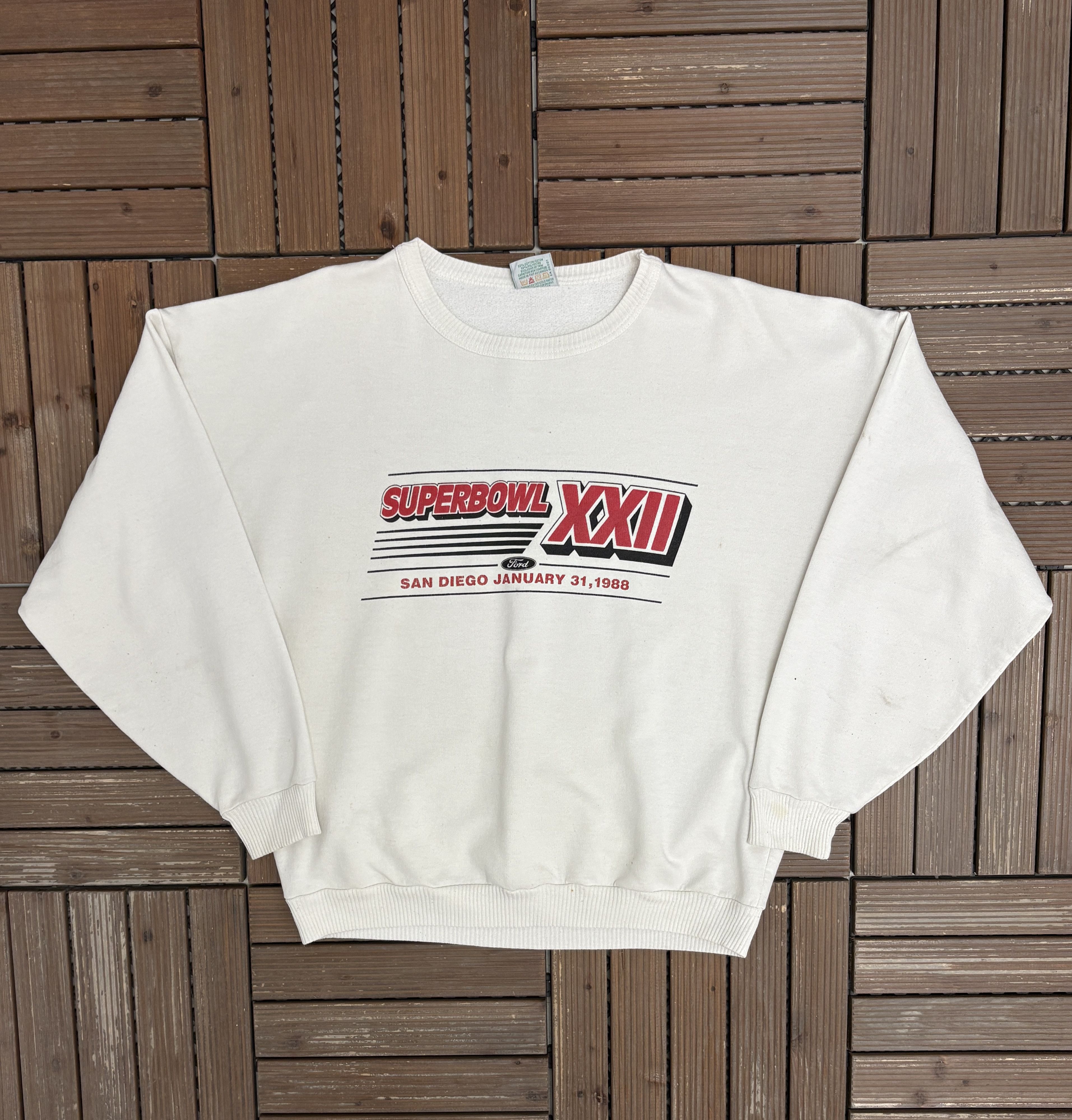 Vintage Super Bowl XXII Vintage White Crewneck Sweater Size US XL / EU 56 / 4 - 1 Thumbnail