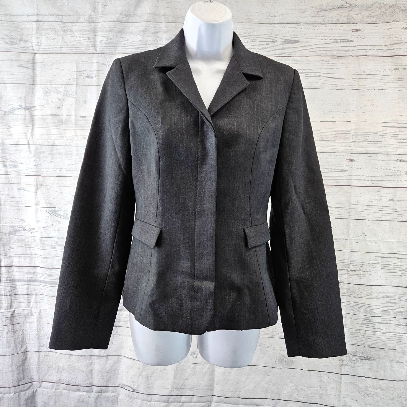 Zara Zara Blazer Shirt Womens Size 4 Charcoal Gray Hidden Buttons Business Regular Length Polyester Jacket Blazer Womens Size S / US 4 / IT 40 - 2 Thumbnail