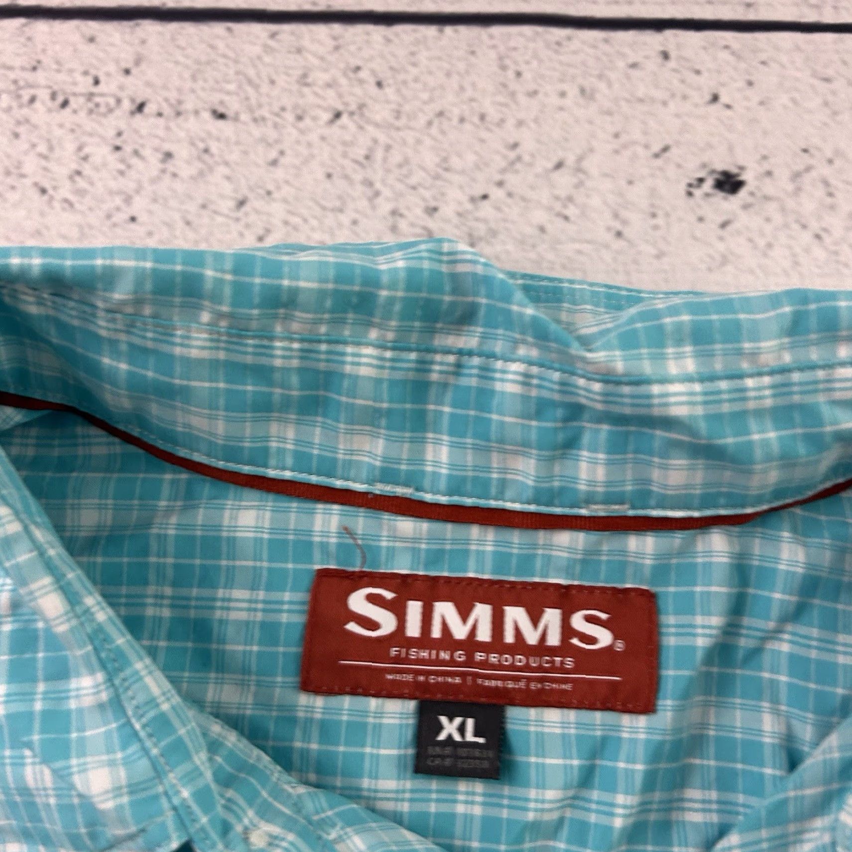 Vintage SIMMS Plaid Nylon Short Sleeve Button-Front Shirt Mens XL Blue White Size US XL / EU 56 / 4 - 3 Thumbnail