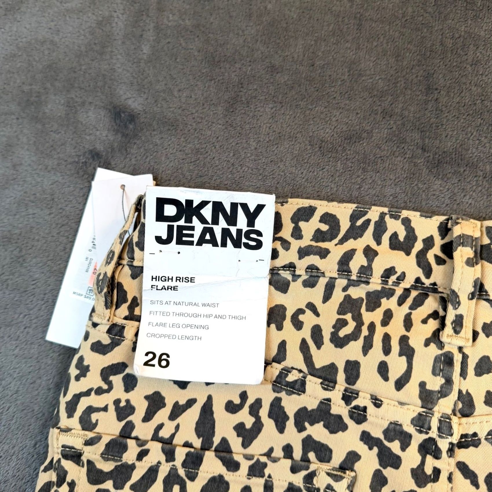 DKNY DKNY Jeans Leopard Print High Rise Flare Pants Tan Black Womens size 26 NWT Size 26" / US 2 / IT 38 - 6 Thumbnail