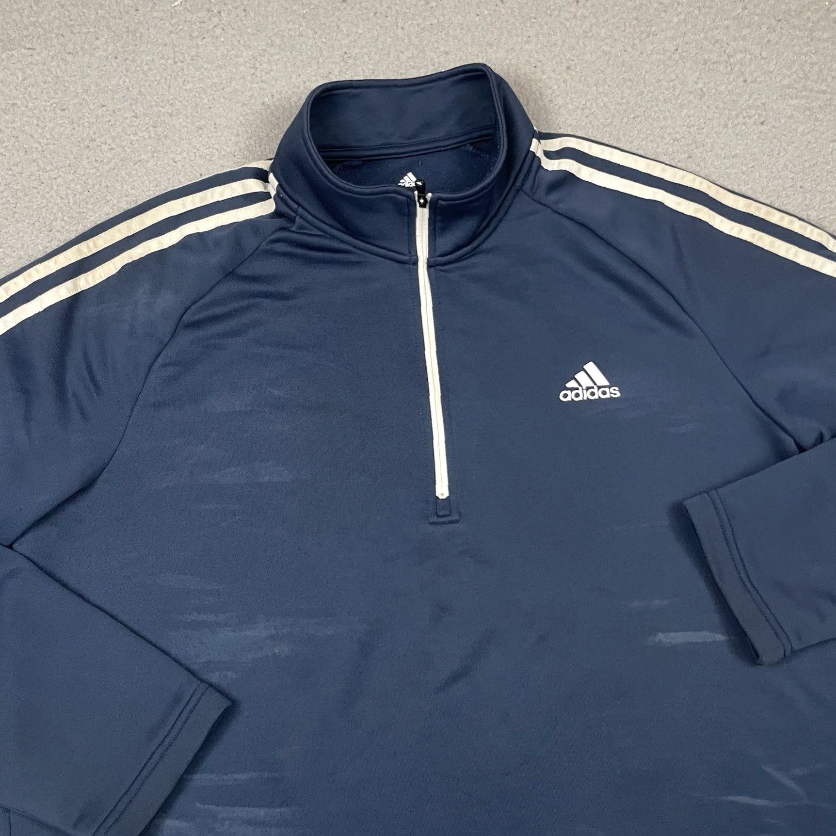 Adidas Adidas Shirt Men's L Blue 1/4 Zip Short Sleeve Golf Baseball Stripe Pullover Size US L / EU 52-54 / 3 - 2 Thumbnail