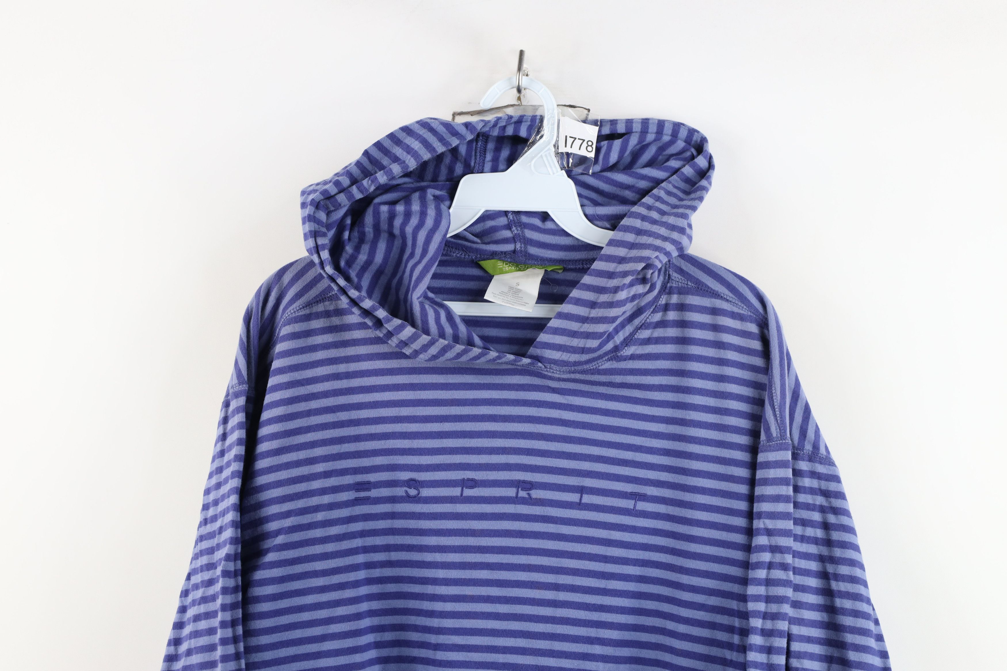 Esprit Vintage 90s Esprit Babydoll Striped Hoodie T-Shirt Purple Size S / US 4 / IT 40 - 2 Thumbnail