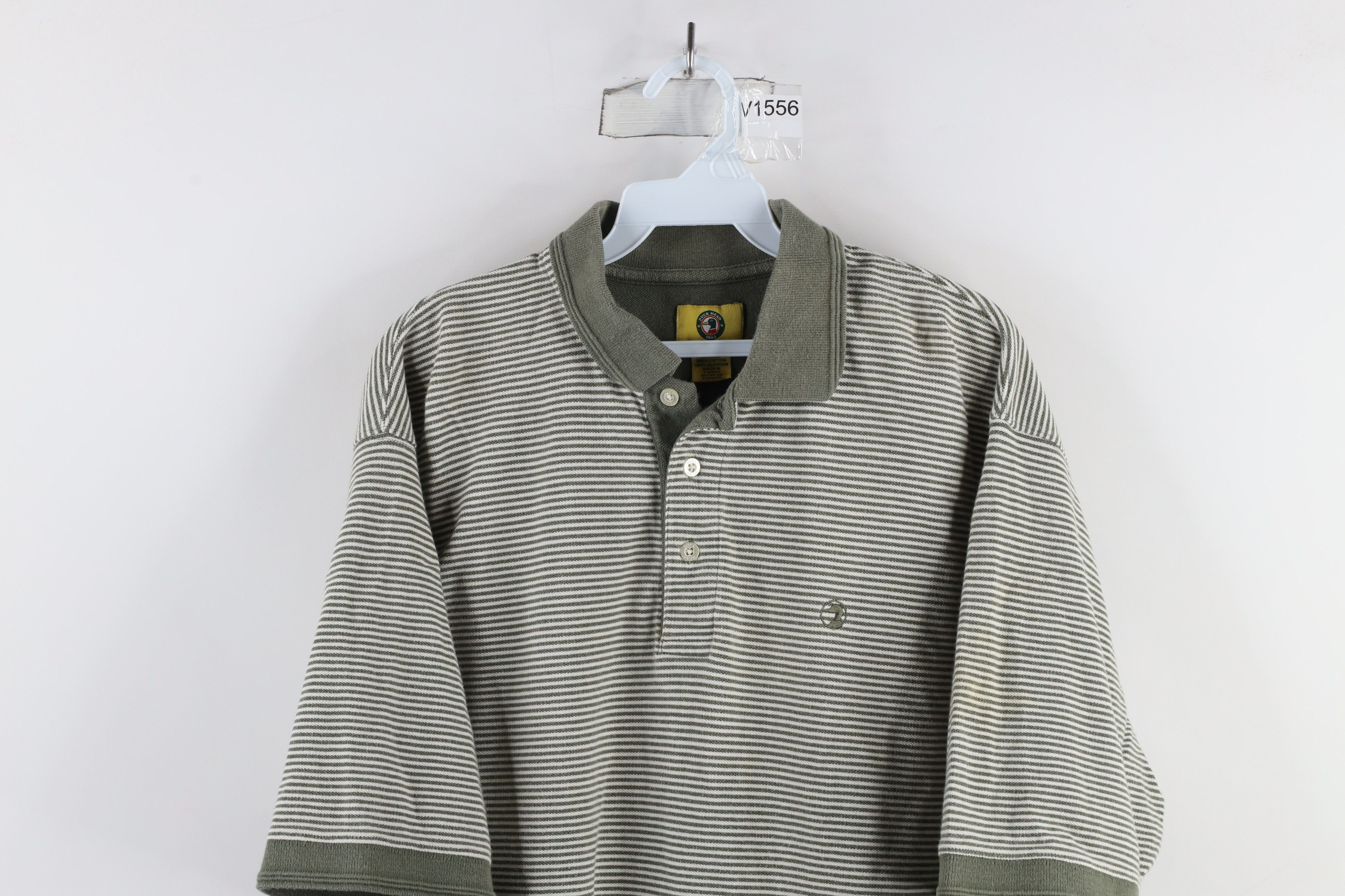 Vintage Vintage 90s Streetwear Striped Heavyweight Polo Shirt Green Size US L / EU 52-54 / 3 - 2 Thumbnail