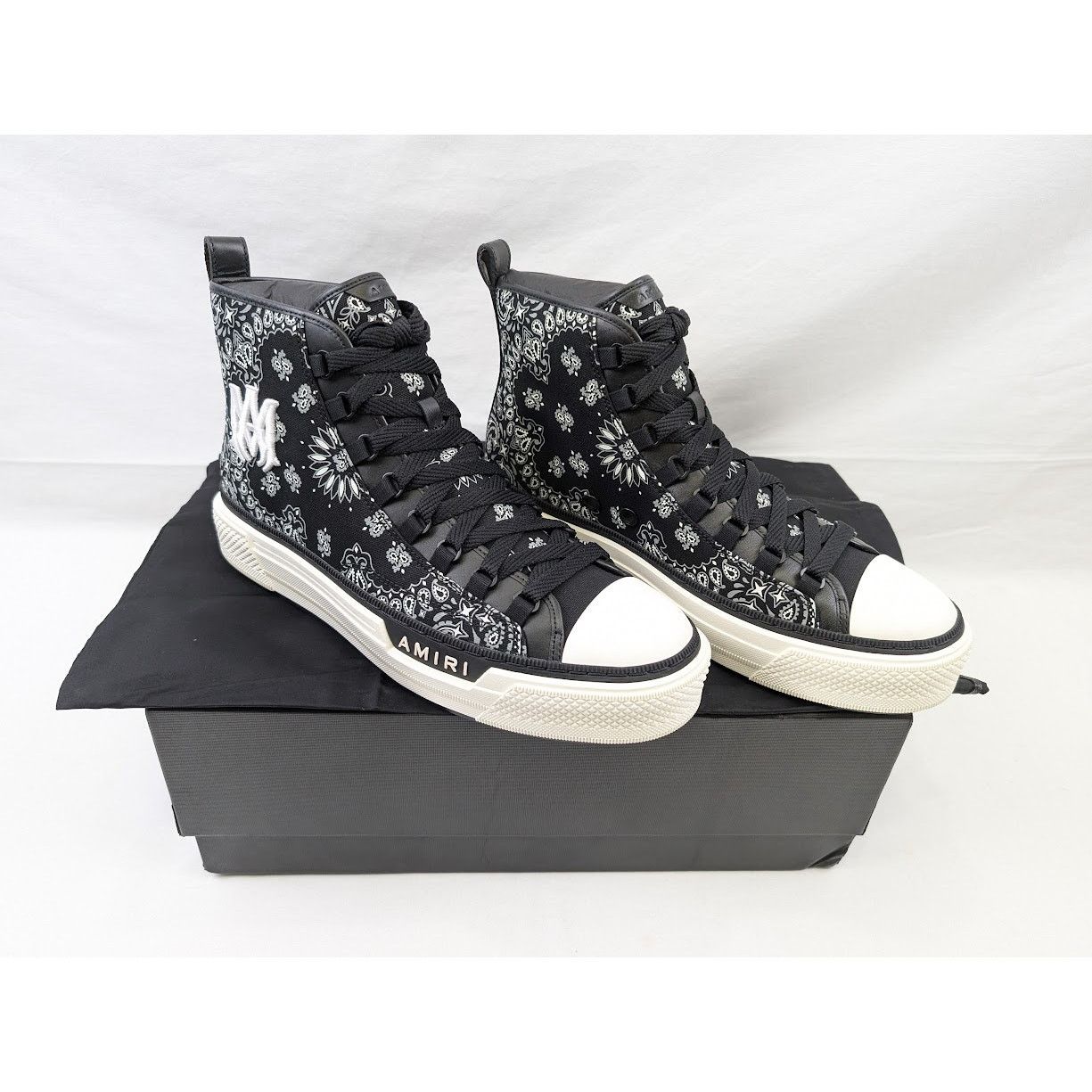 Amiri o1rshd1 Bandana MA Court High-Top Sneakers in Black/White Size US 13 / EU 46 - 20 Thumbnail