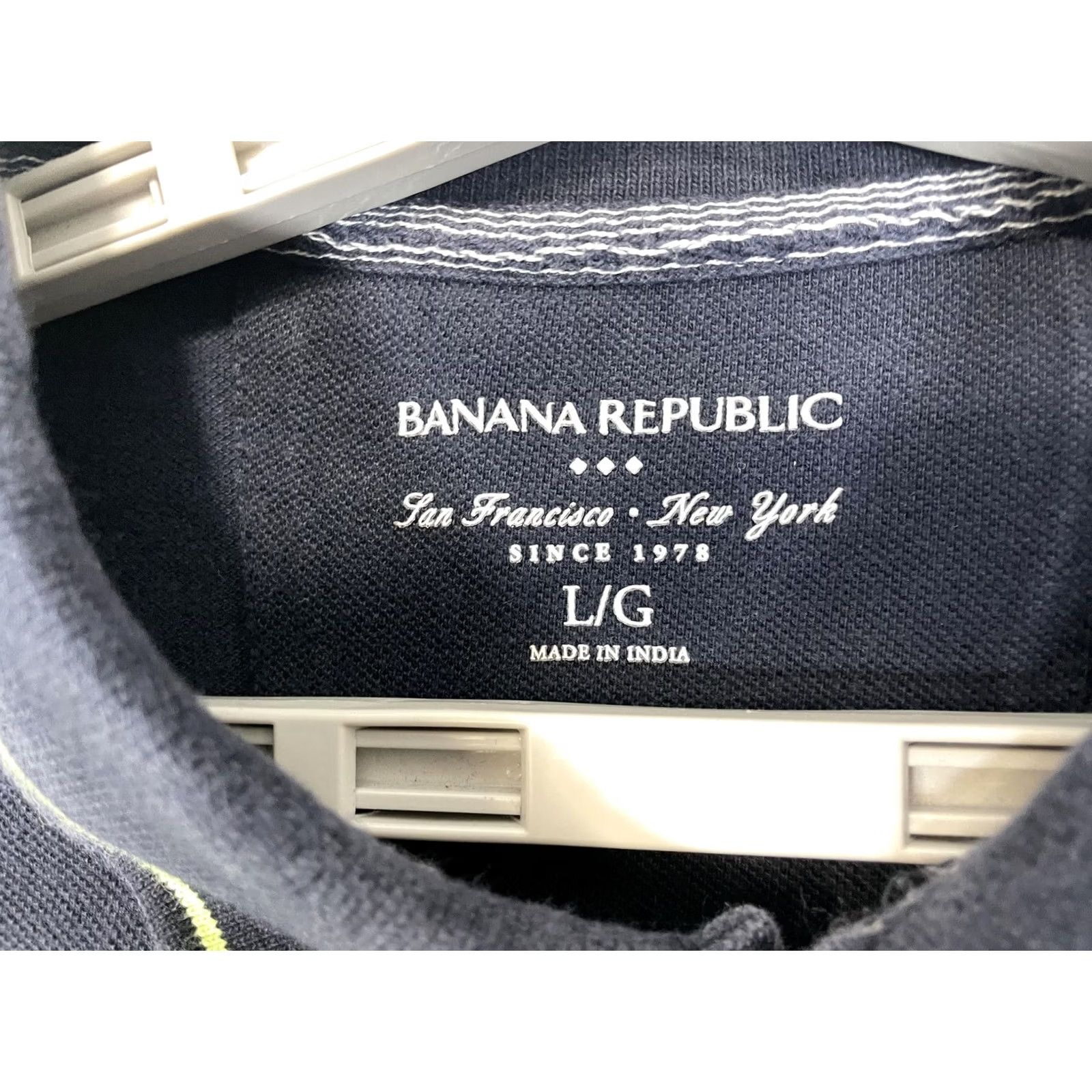 Banana Republic Banana Republic Polo Shirt Mens L Navy Gray Green Stripe Pique Cotton Logo Embroidered Short Sleeve Striped All Seasons Size US L / EU 52-54 / 3 - 6 Thumbnail