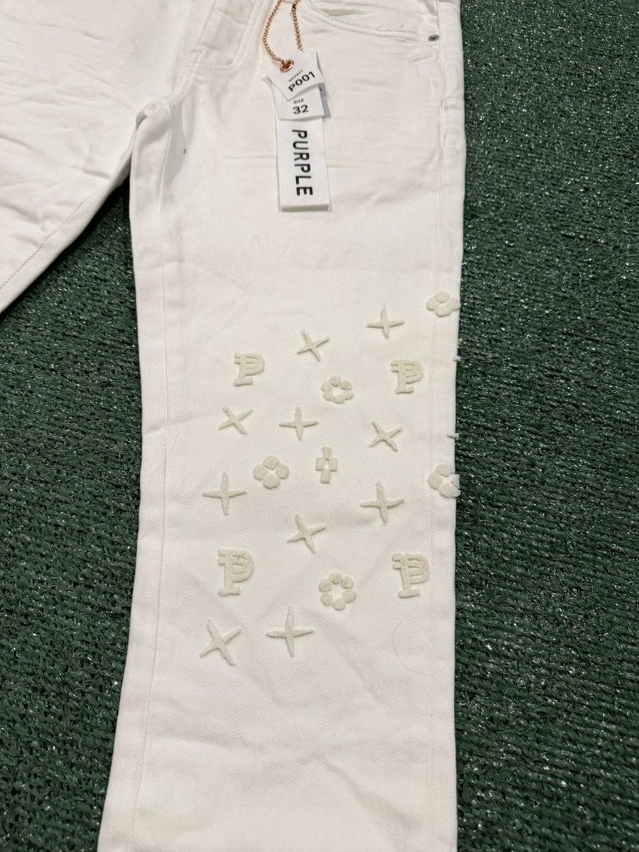 Purple Purple Brand White Monogram Jeans Size 32 Designer Denim Size US 32 / EU 48 - 3 Thumbnail