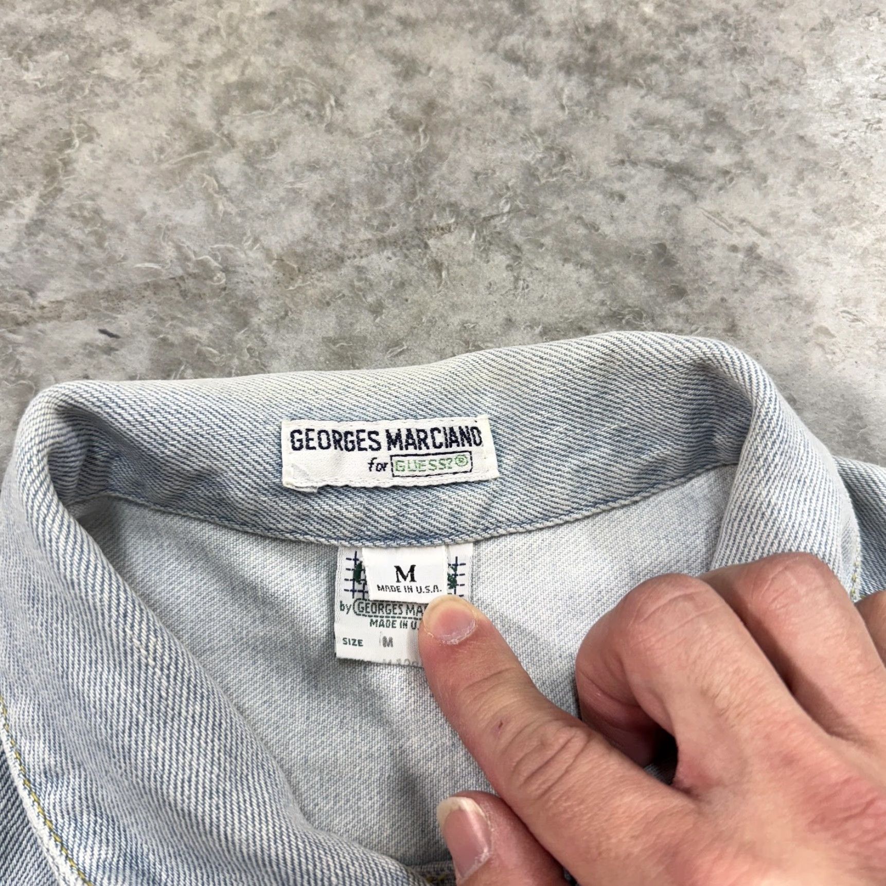 Guess VINTAGE GUESS Georges Marciano for GUESS Denim Jacket Mens M Blue 80s 90s Cotton Solid Logo Button Bomber Jacket Made USA Size US M / EU 48-50 / 2 - 4 Thumbnail