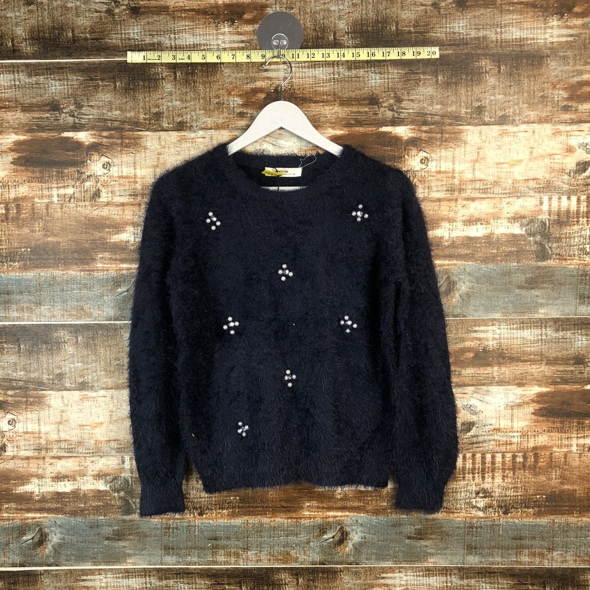 Japanese Brand DL Sos Pita Dark Blue Mohair Knitwear #C361 Size S / US 4 / IT 40 - 1 Thumbnail