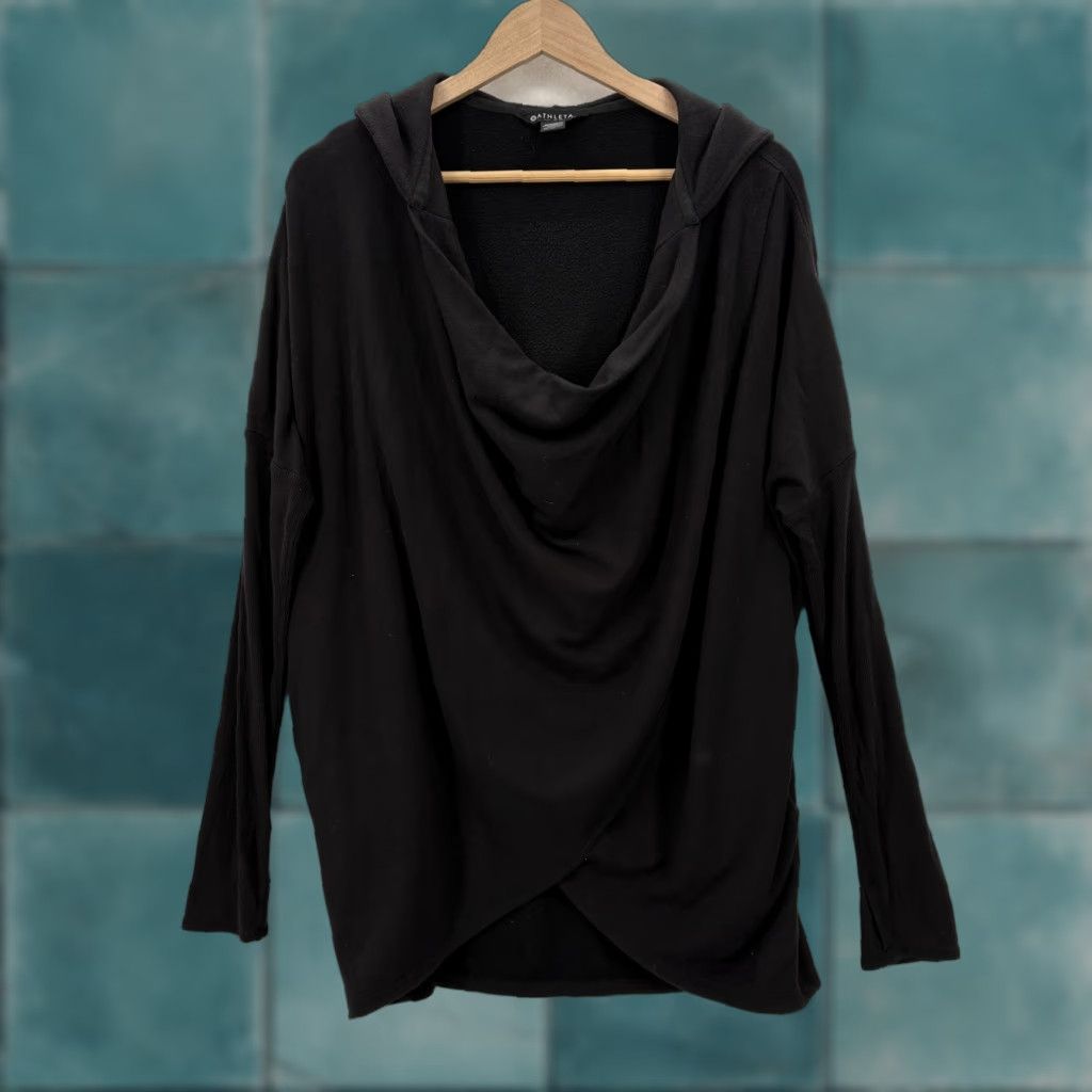 Athleta Athleta Purana Wrap Sweatshirt Womens M Black Cowl Neck Hooded Fleece Gym Sweatshirt Size M / US 6-8 / IT 42-44 - 1 Thumbnail