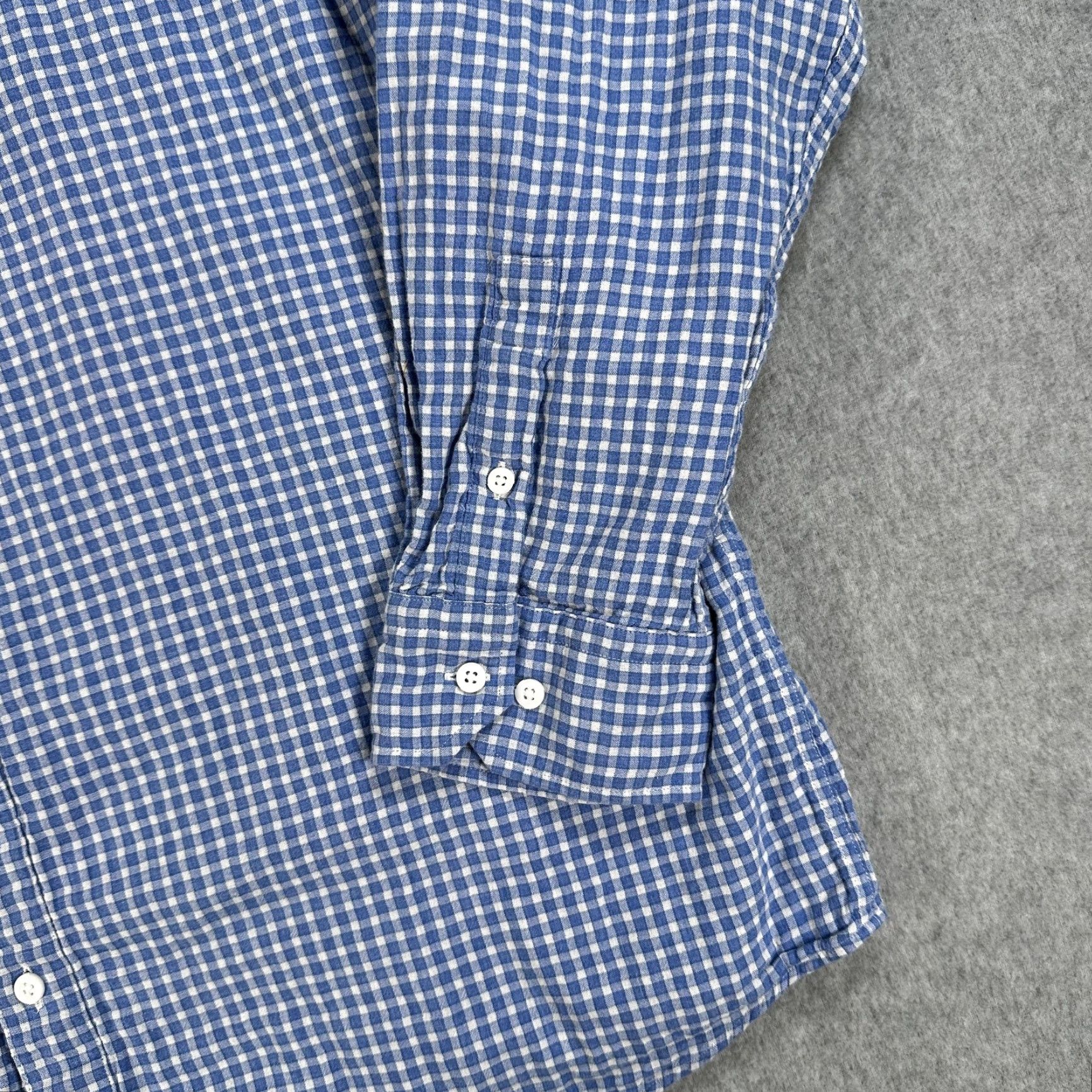 Johnston & Murphy Johnston & Murphy Shirt Button-Up Mens 2XL Blue Plaid Shirt Button Up Check Cotton Long Sleeve Men Size US XXL / EU 58 / 5 - 4 Thumbnail