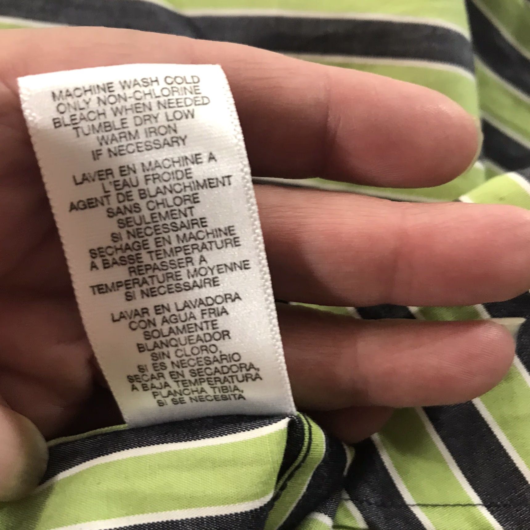 Michael Kors Michael Kors Striped Dress Shirt Mens Size M Lime Green/Gray Cotton Button-Up Casual Workwear Size 40R - 5 Thumbnail