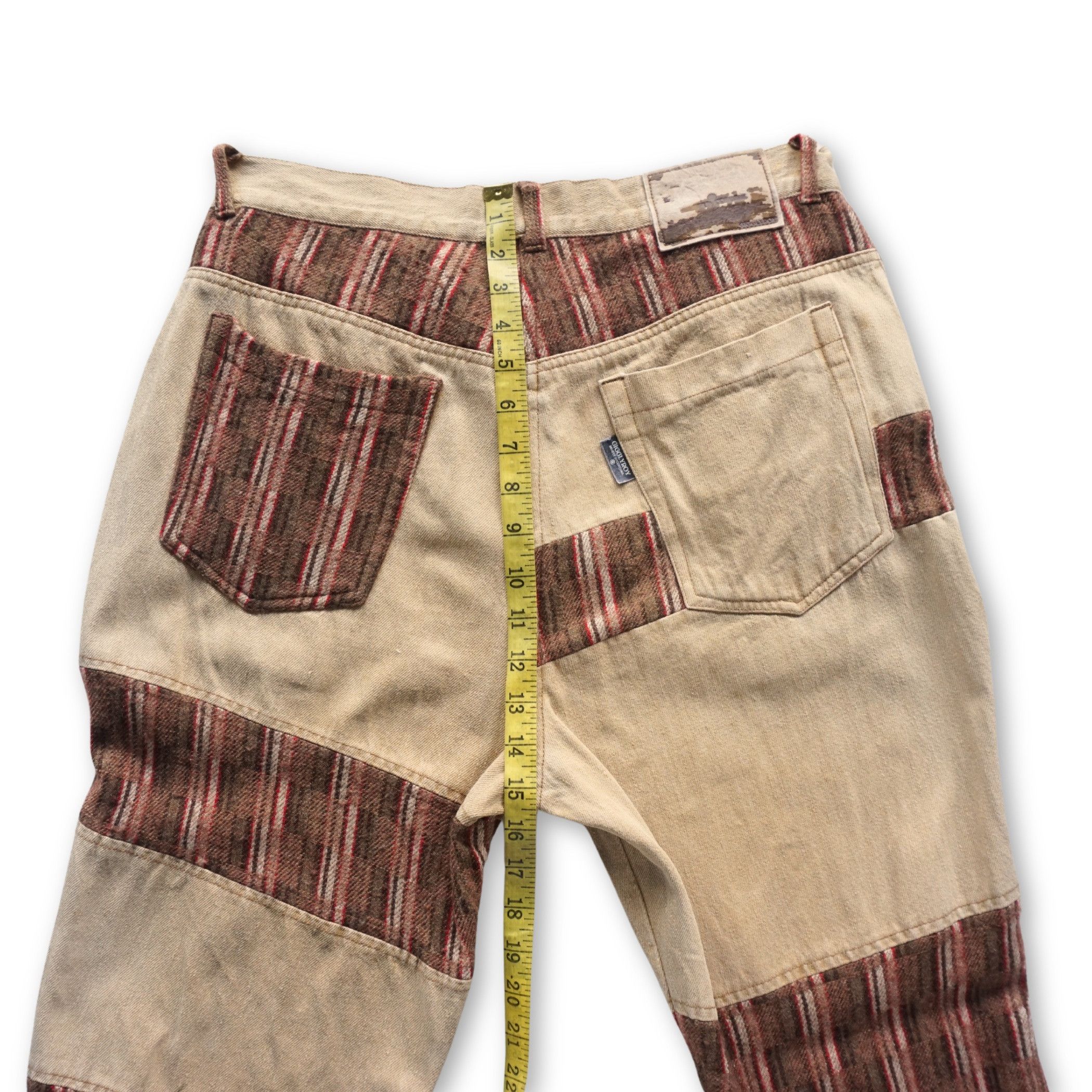 Japanese Brand GIGGLYROY Cotton & Wool Patchwork Jeans Size US 31 - 11 Thumbnail