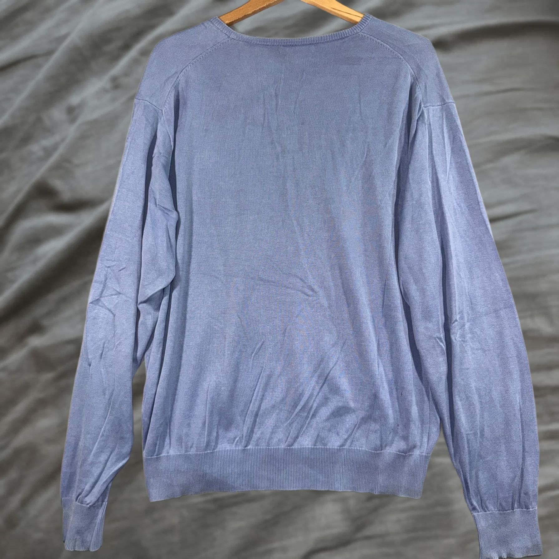 Peter Millar Peter Millar Sweater V-Neck XL Light Blue 100% Cotton Men Long Sleeve Knit Pullover Regular Fit Size US XL / EU 56 / 4 - 1 Thumbnail