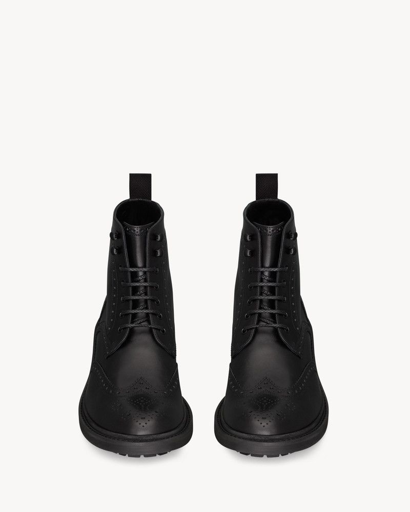 Saint Laurent Paris o1tr1nto0326 819674 Antoine Brogue Boots in Smooth Leather Size US 12 / IT 42 - 2 Thumbnail