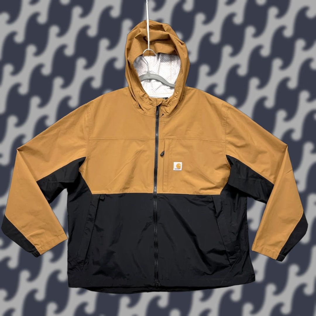 VINTAGE Carhartt Storm Defender Packable Jacket Mens 2XL Brown Black Hooded OJ5751-M