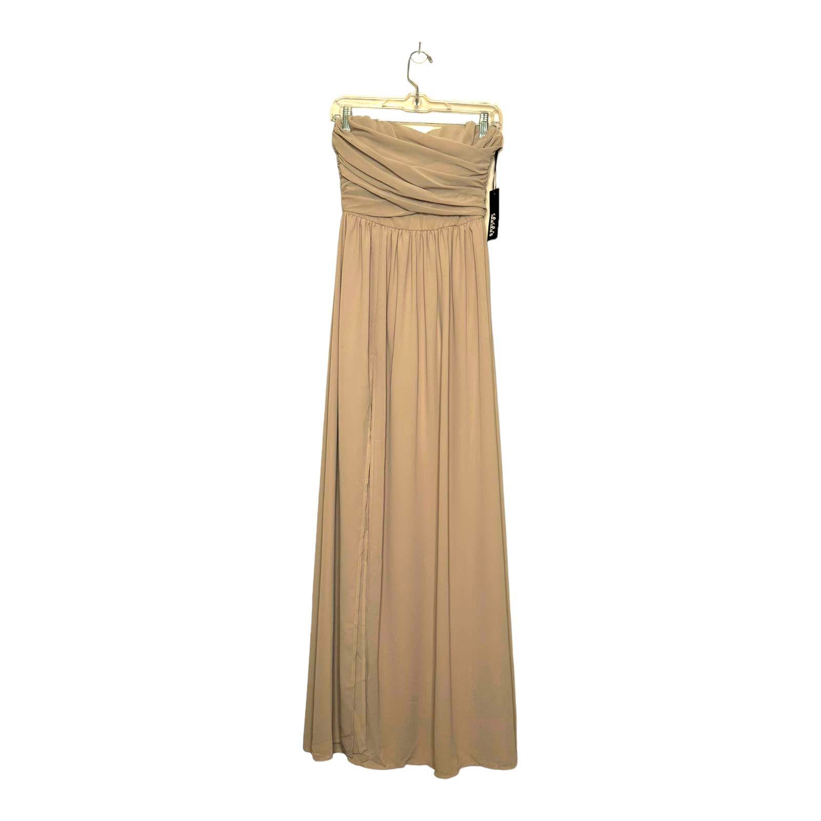 Lululemon Lulu's Moonlight Serenade Beige Strapless Maxi Dress size L Size L / US 10 / IT 46 - 4 Thumbnail