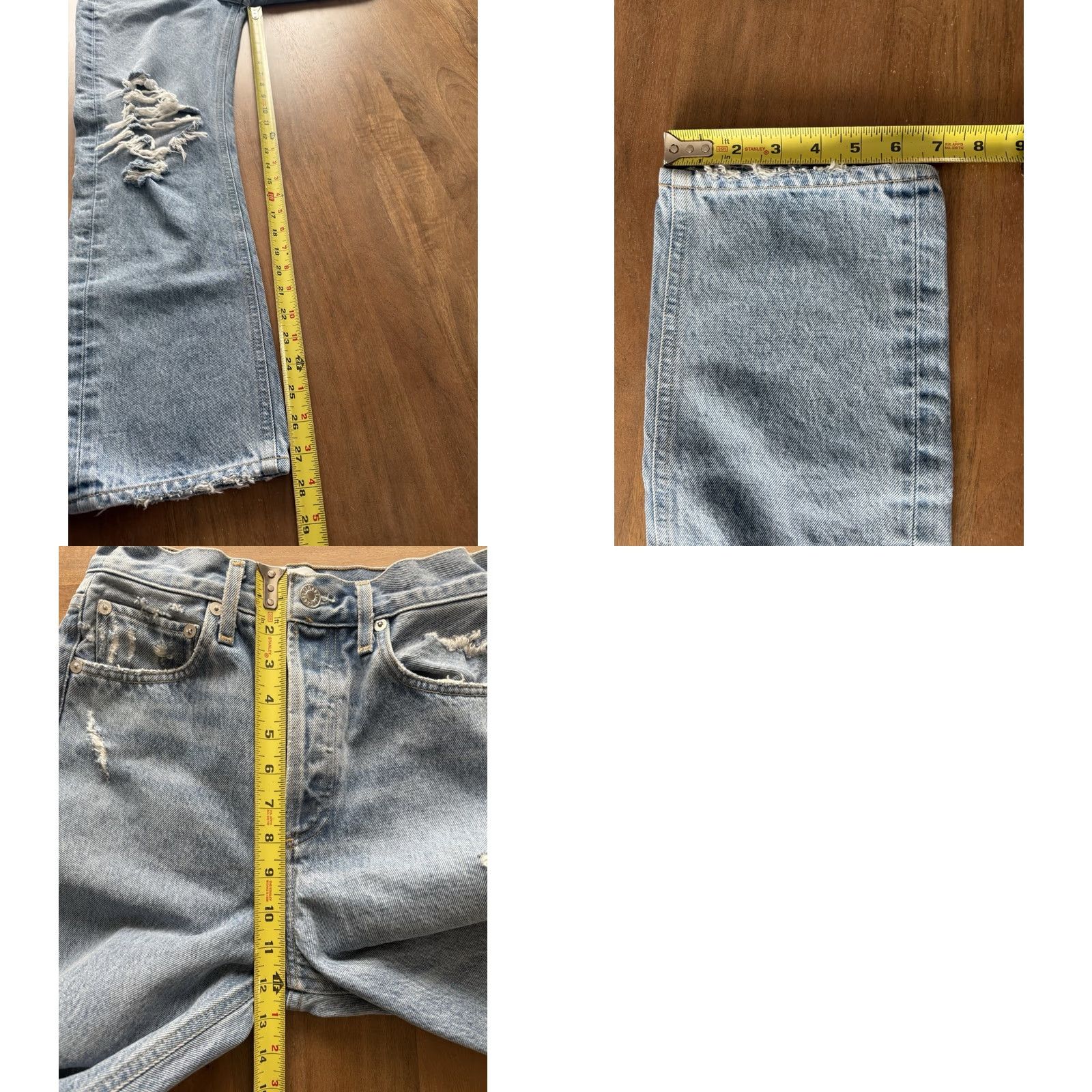 Agolde AGOLDE 90's Mid Rise Loose Fit Jeans Womens 23 Light Wash Blue Denim 5-Pocket Button Rise High Straight Cruiser 90s Grunge Retro City USA Womens Size 40" / US 18 - 8 Thumbnail