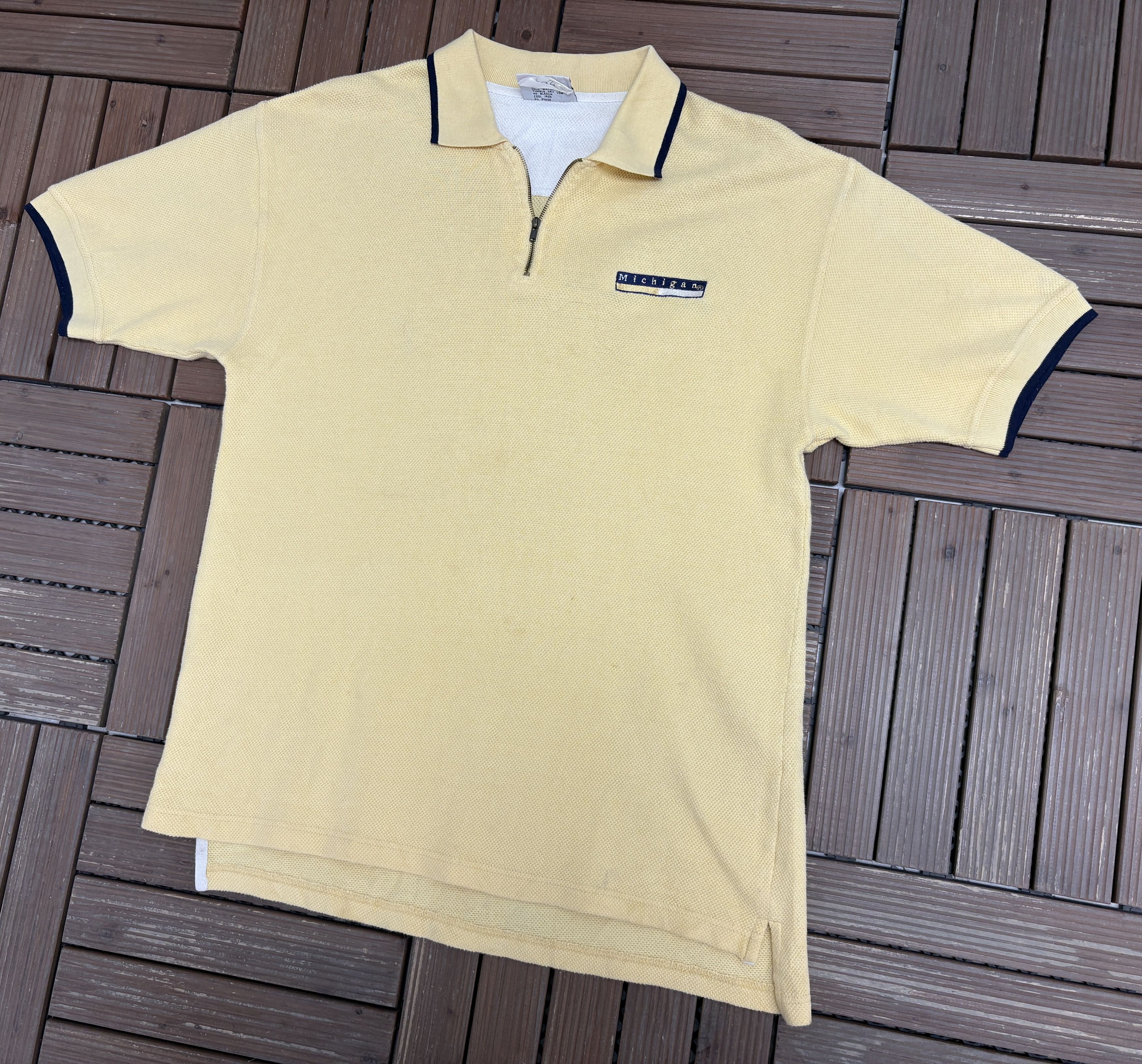 Vintage Michigan Wolverines Vintage Yellow Polo T-Shirt Tee Size US L / EU 52-54 / 3 - 3 Thumbnail