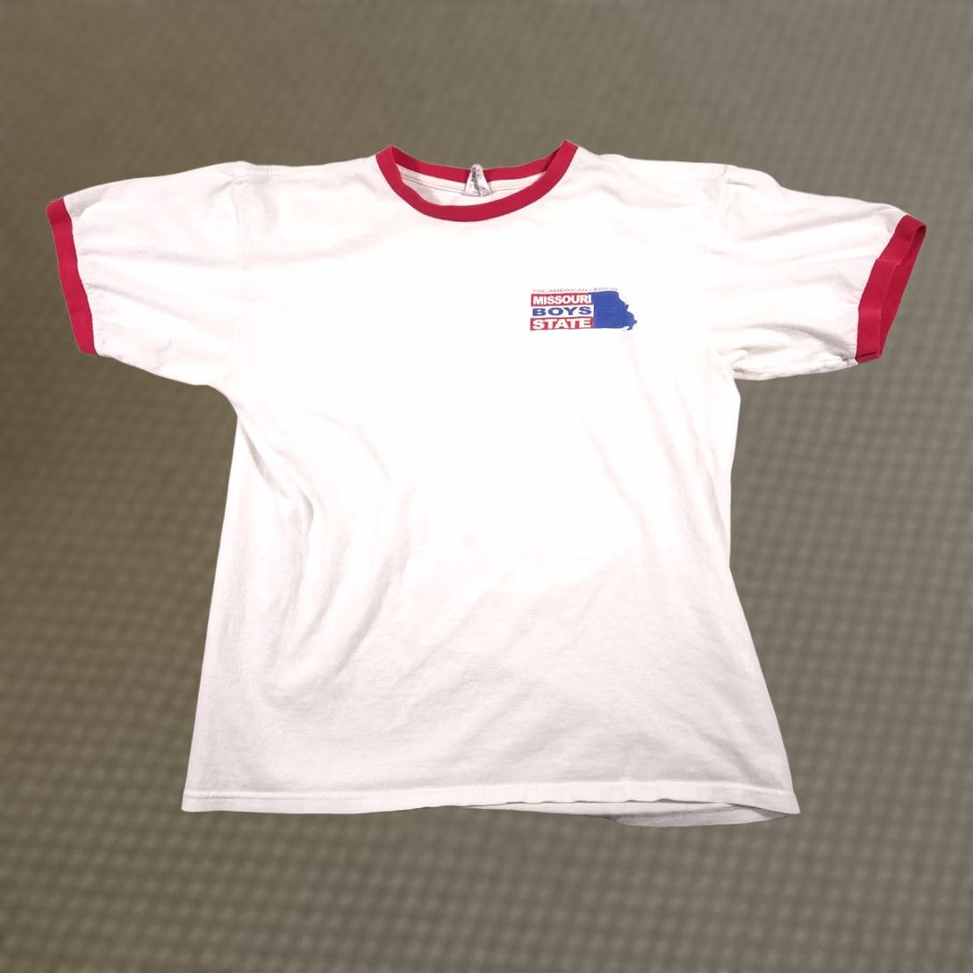 Anvil VINTAGE Missouri Boys State Shirt Mens Large White Red Blue Ringer American Legion Tee Size US L / EU 52-54 / 3 - 1 Thumbnail
