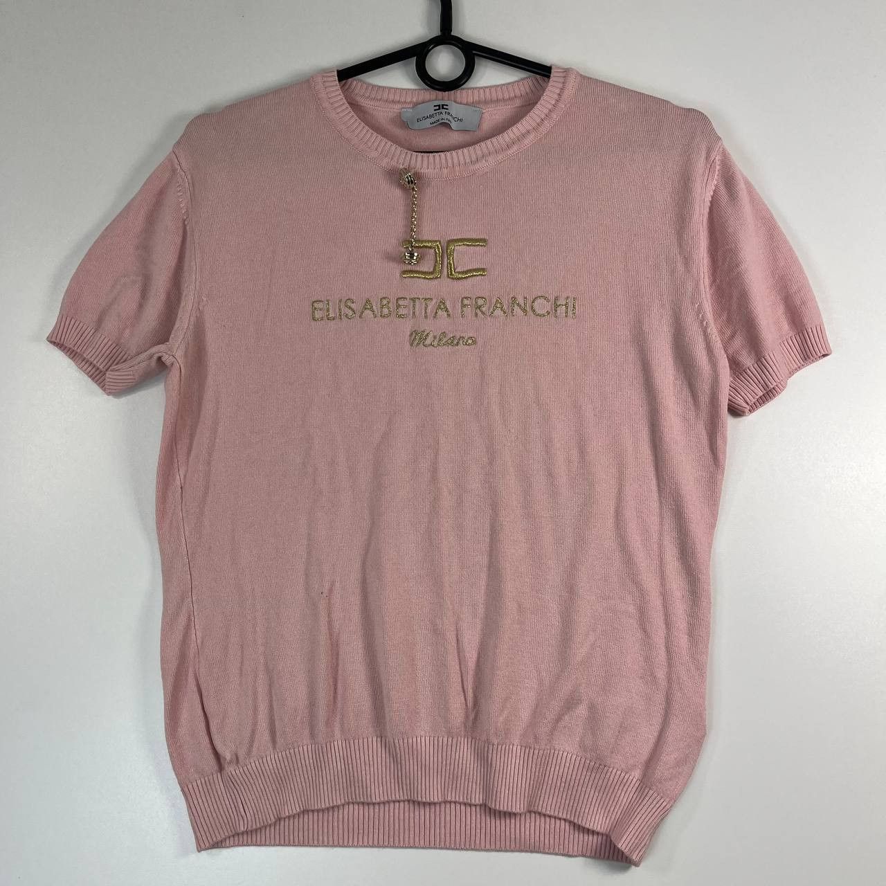 Elisabetta Franchi Milano Short Sleeve Knit Top Size XL