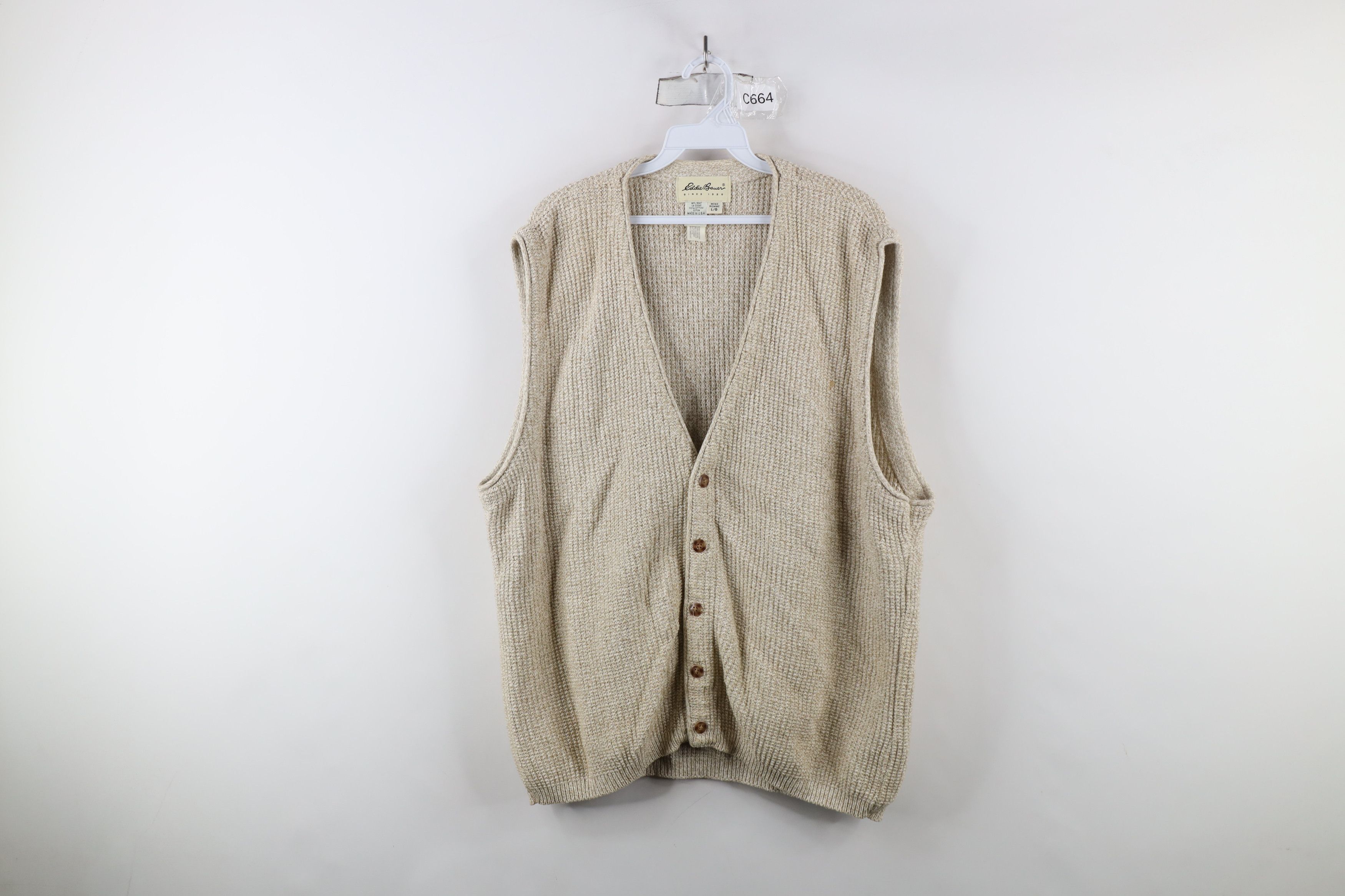 Vintage 90s Eddie Bauer Thermal Cotton Knit Sweater Vest USA