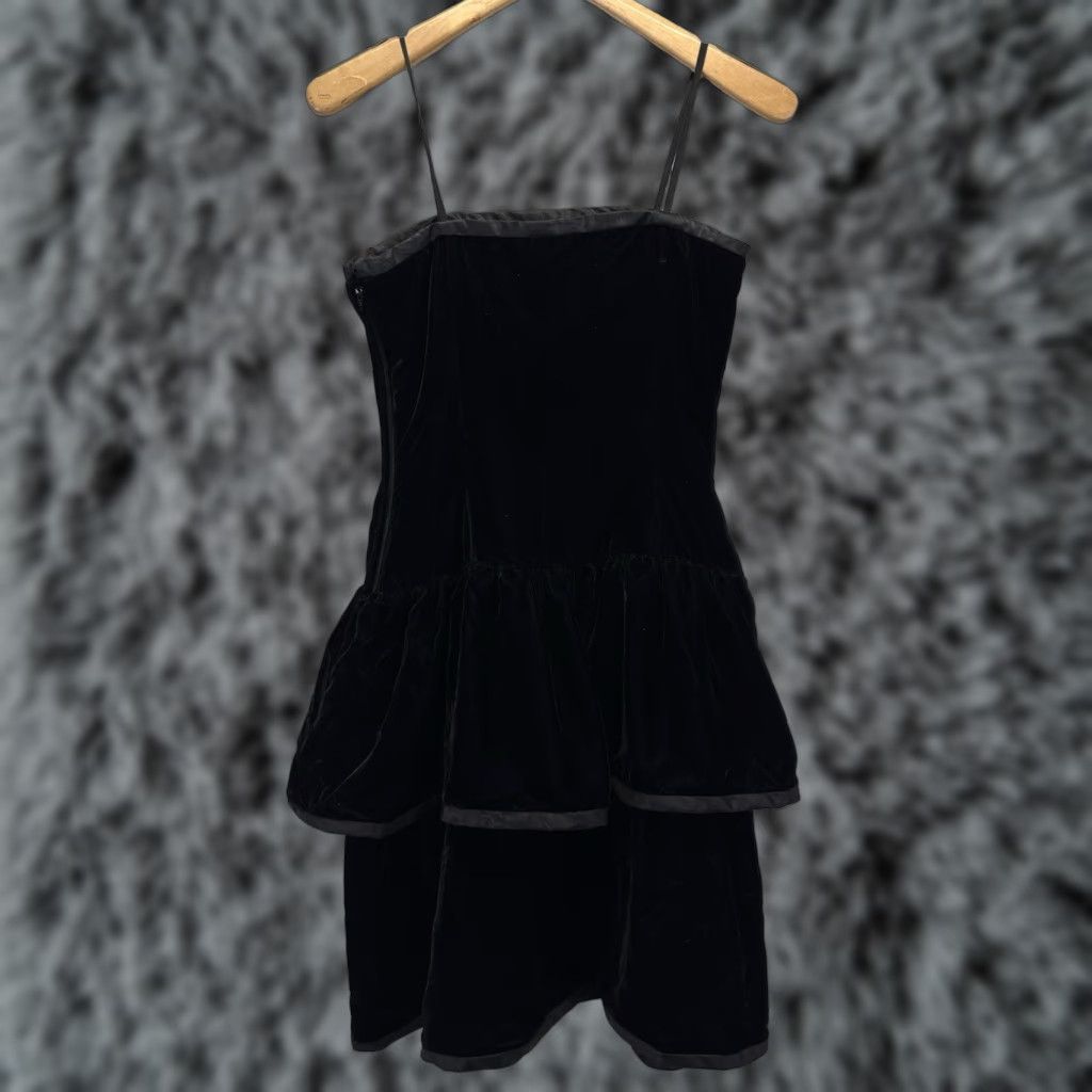 MAGGY LONDON VINTAGE Maggy London Velvet Peplum Dress Sz 10P Petite Black Cocktail 80s Womens Mens? Size L / US 10 / IT 46 - 1 Thumbnail