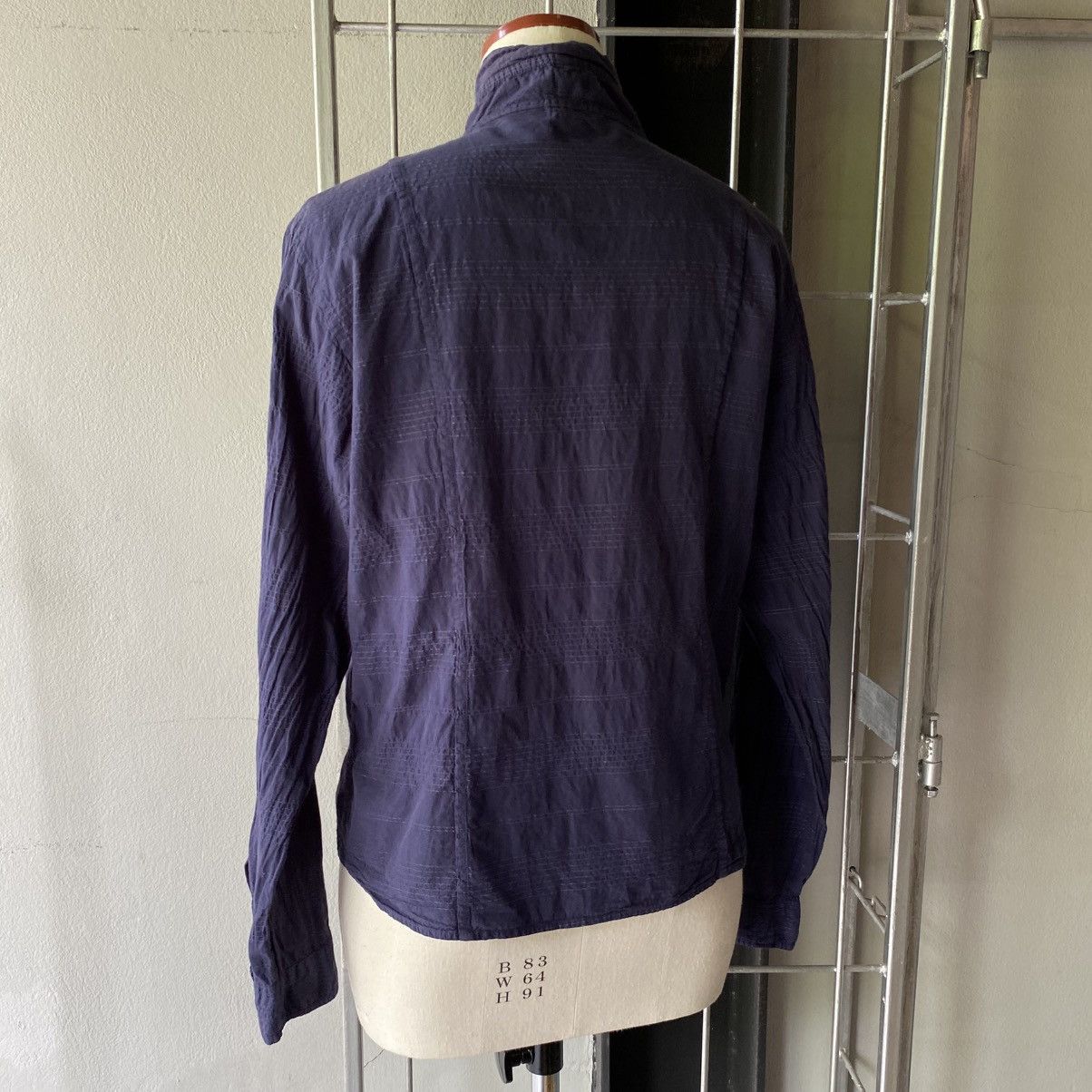 Issey Miyake Plantation Navy Textured Stand Collar Shirt Size M / US 6-8 / IT 42-44 - 19 Thumbnail