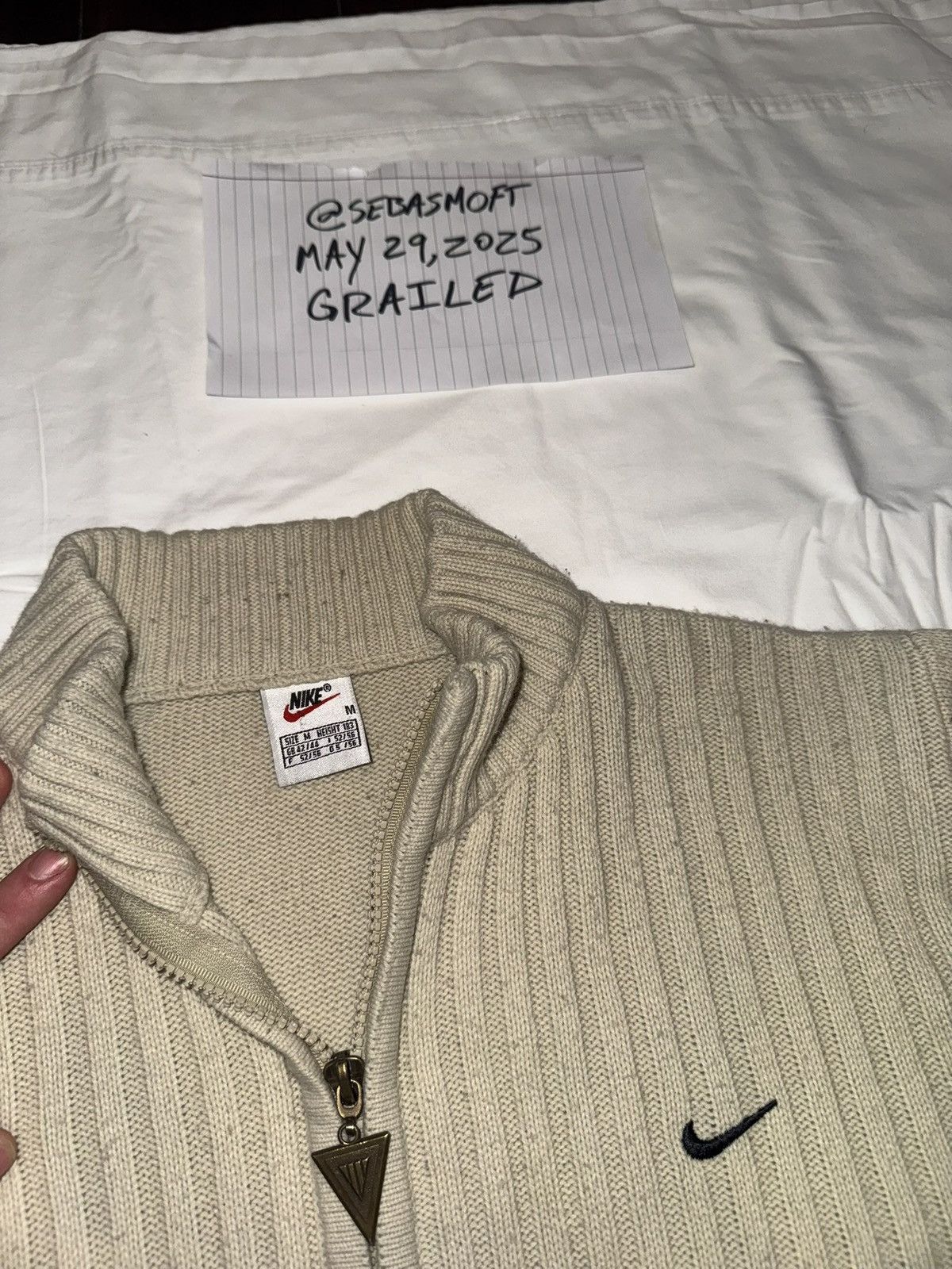Nike Vintage Nike Beige Knit Jacket Zip Up Rare Size US M / EU 48-50 / 2 - 4 Thumbnail