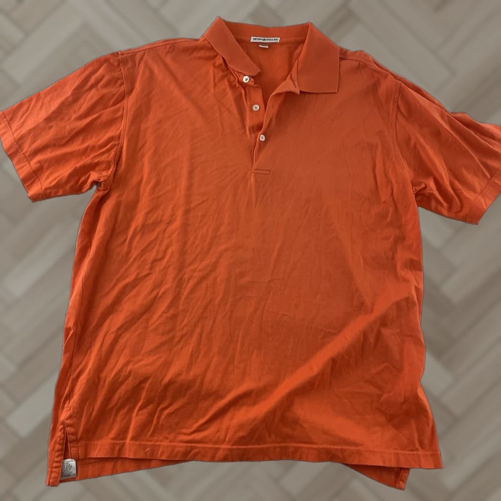 Peter Millar Peter Millar Short Sleeve Button-Front Golf Polo Shirt Men's L Solid Orange Size US L / EU 52-54 / 3 - 1 Thumbnail