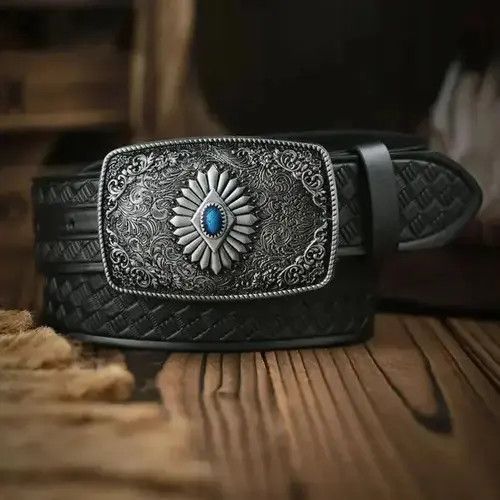 Cowboy Equipment Western Carved Flower Belt Men Women Size ONE SIZE - 2 Thumbnail
