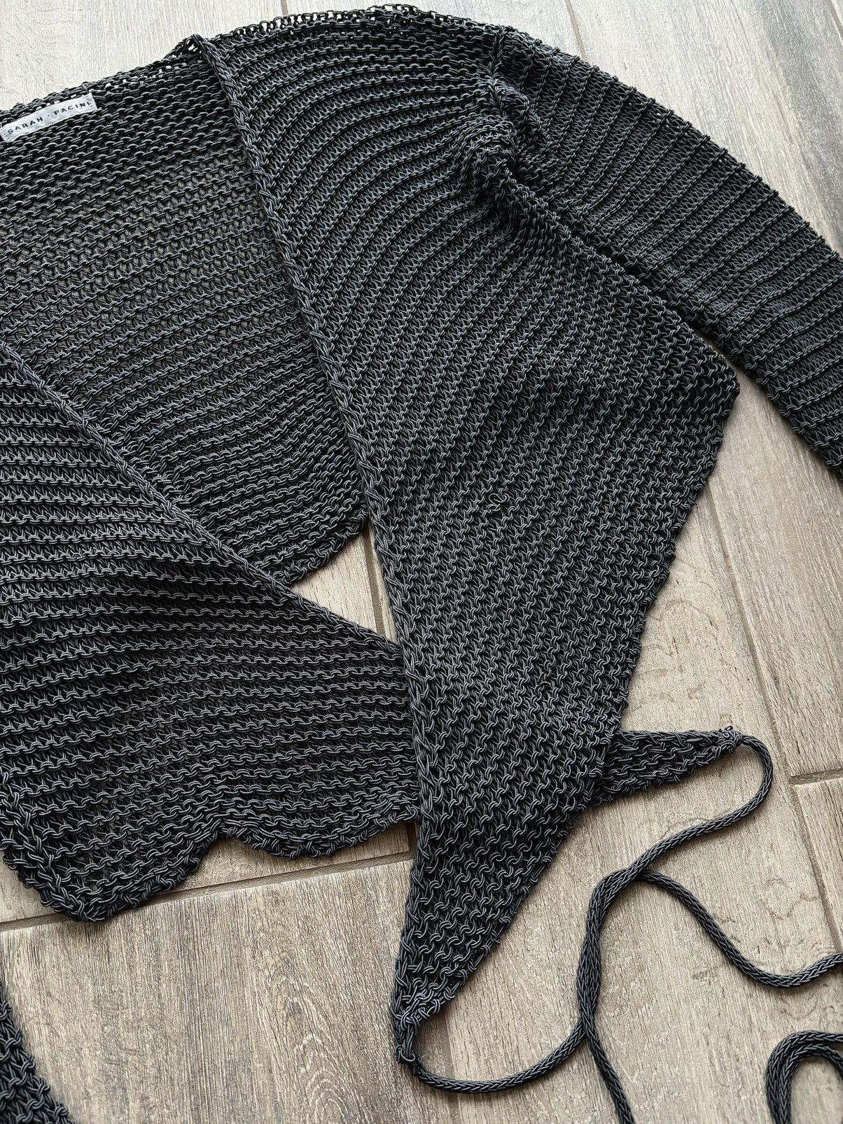 Sarah Pacini Sarah Pacini Black Chain Mail Mesh Knit Cropped Cardigan S-M Size S / US 4 / IT 40 - 6 Thumbnail