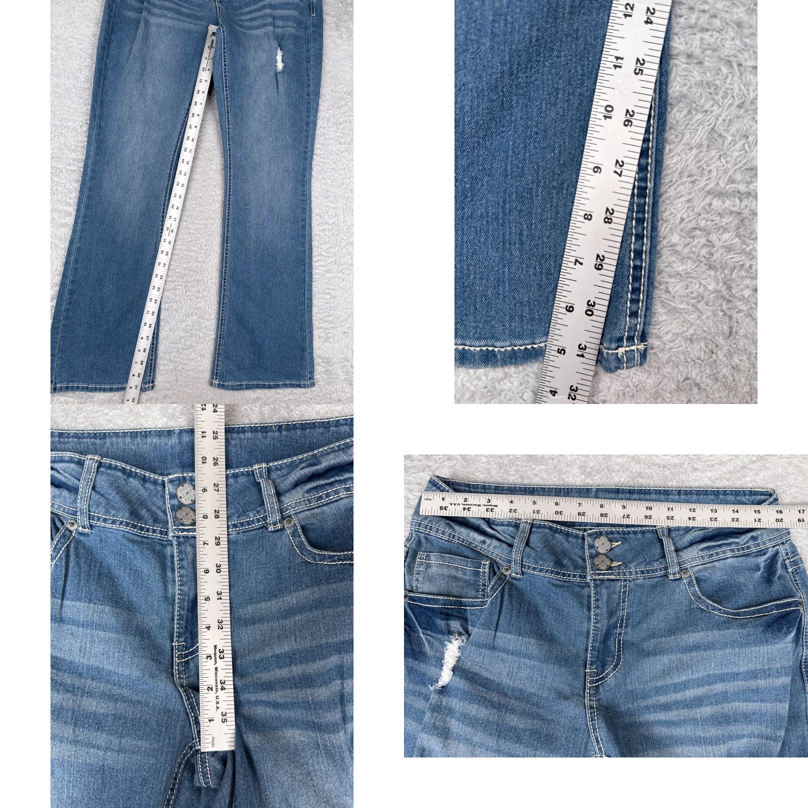 Faded Glory Faded Glory Jeans Womens 12 Blue Denim Distressed Bootcut Mid Rise 32x32 Jeans Size 34" / US 12 / IT 48 - 8 Thumbnail