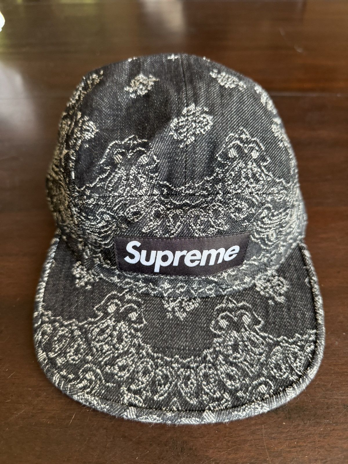 Supreme Supreme Bandana Jacquard Denim Camp Cap Black Size ONE SIZE - 2 Thumbnail