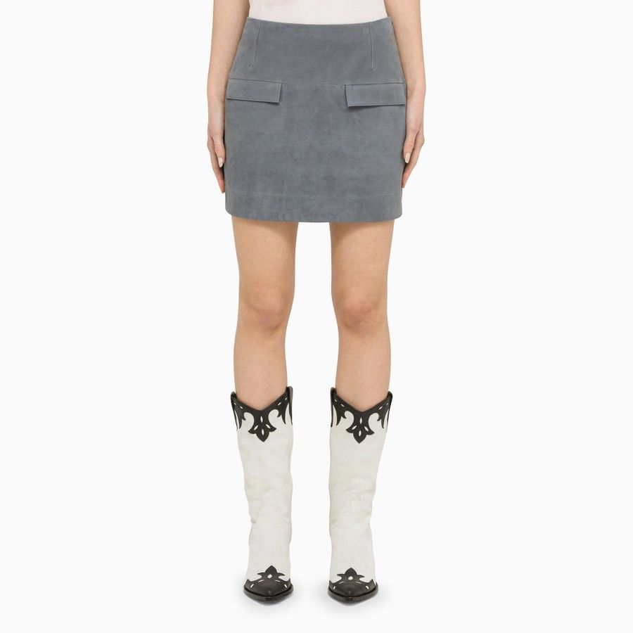 Loulou de Saison o1d2blof0824 Suede Mini Skirt in Grey Size 28" / US 6 / IT 42 - 1 Thumbnail