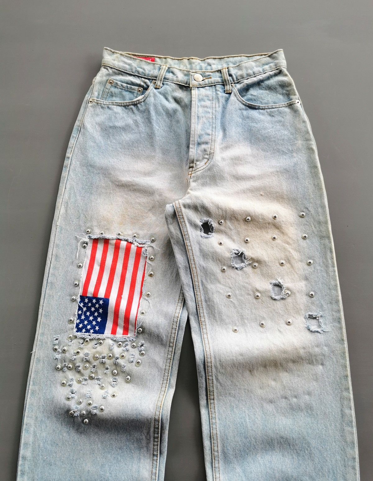 Other Kakachi USA Flag Studded Distressed Square Design Jeans Size US 28 / EU 44 - 1 Thumbnail