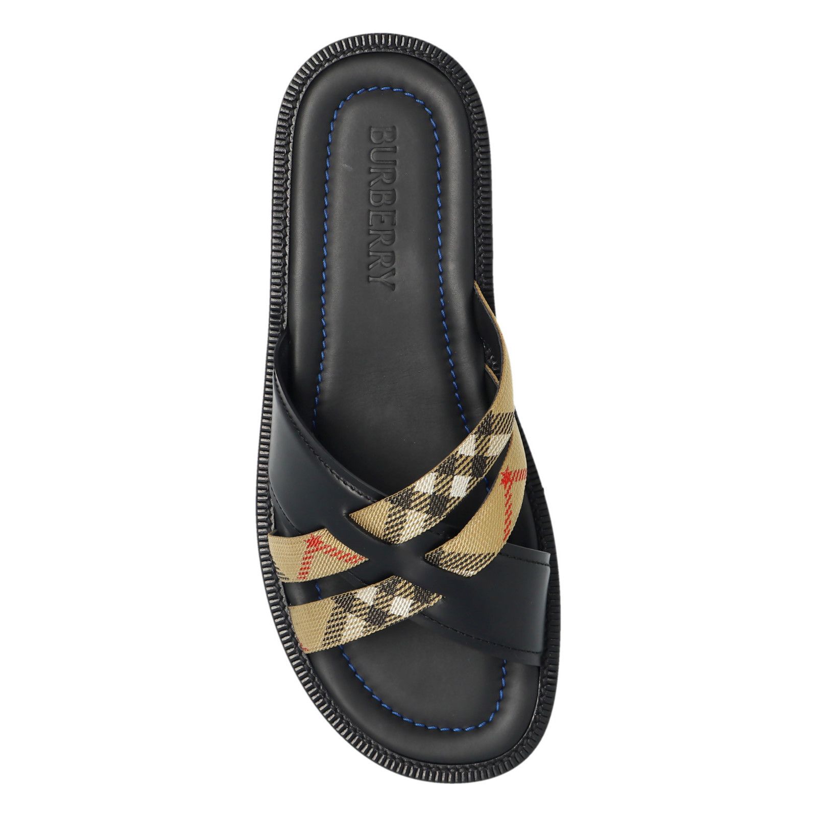 Burberry Burberry Black Check Leather Slides New And Authentic (Men's Size US 9 / EU 42 - 4 Thumbnail
