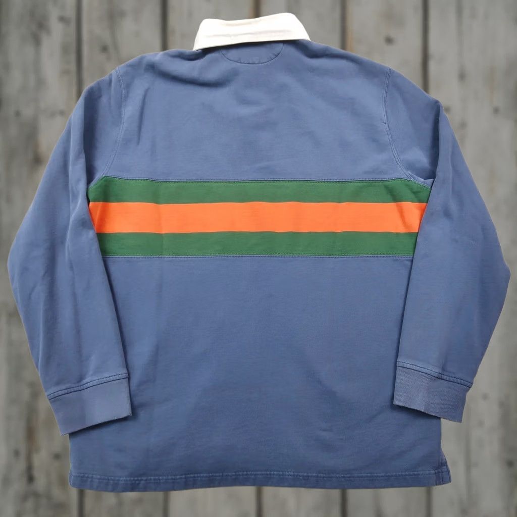 Polo Ralph Lauren VINTAGE Polo Ralph Lauren Rugby Shirt L Large Blue Green Orange Stripe Long Sleeve Mens Size US L / EU 52-54 / 3 - 1 Thumbnail